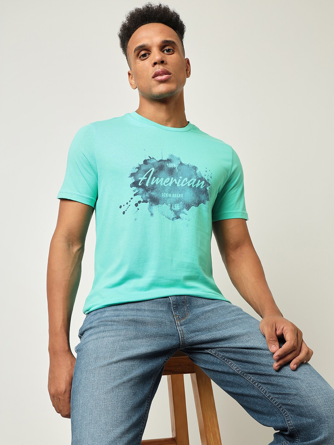 

Lee Typography Printed Slim Fit Cotton T-Shirt, Green