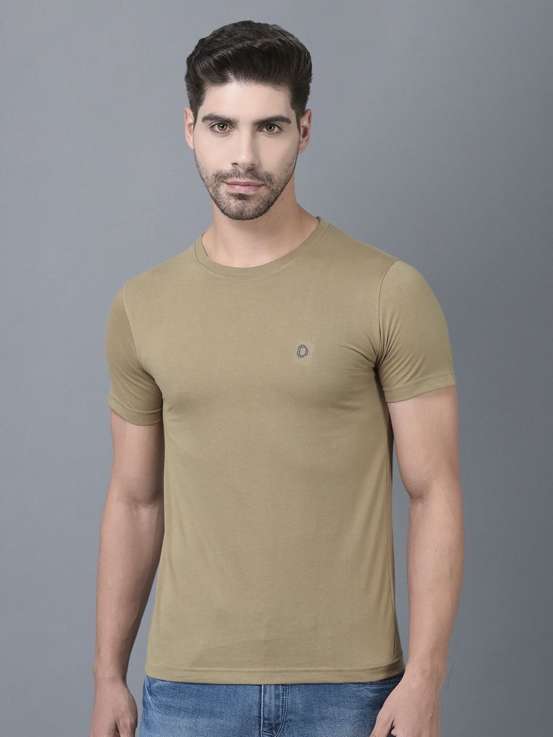 

Dollar Men Round Neck Regular Fit T-shirt, Beige