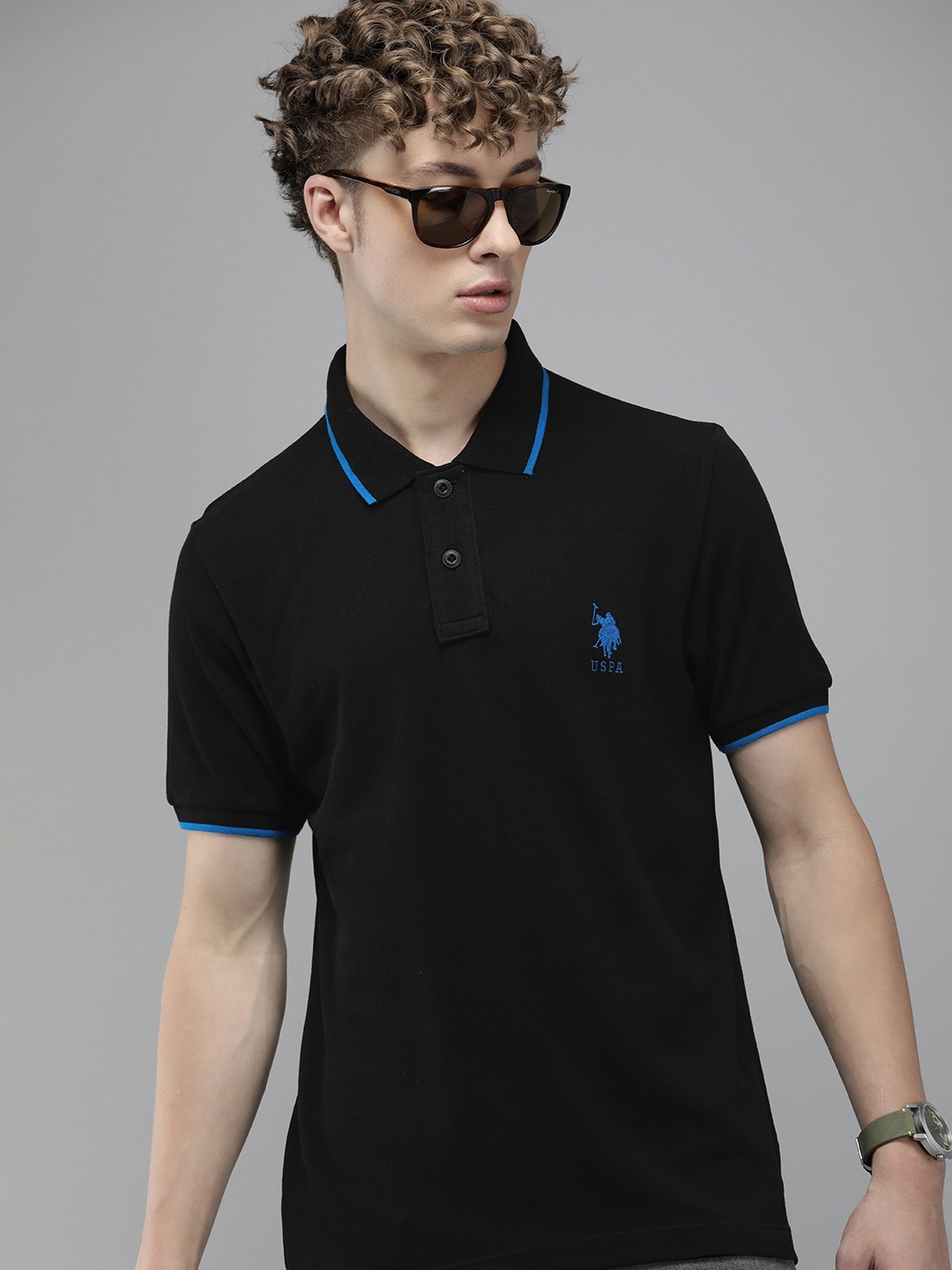 

U.S. Polo Assn. Polo Collar Pure Cotton Slim Fit T-shirt, Black