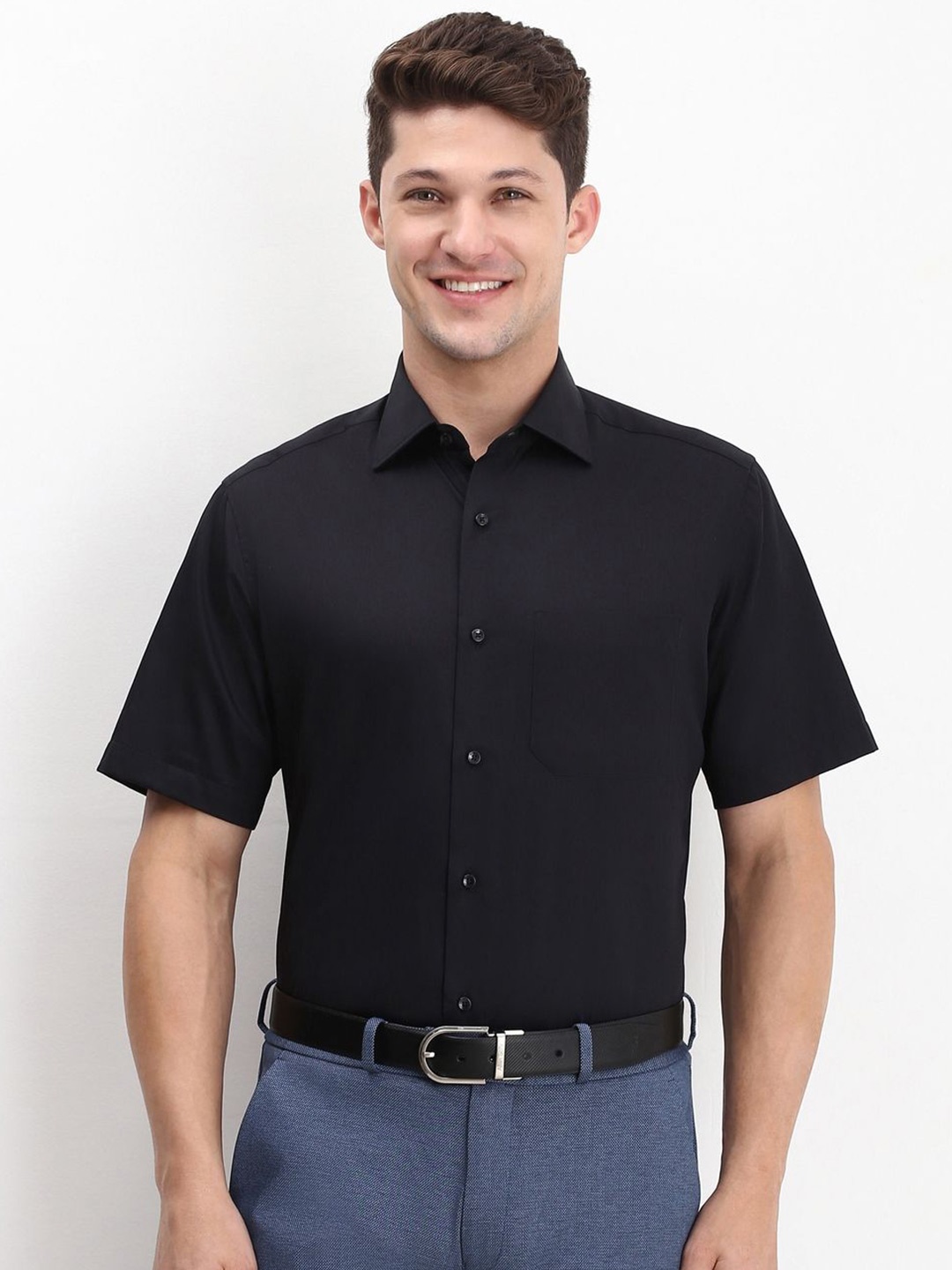 

Allen Solly Sport Men Spread Collar Solid Cotton Formal Shirt, Black