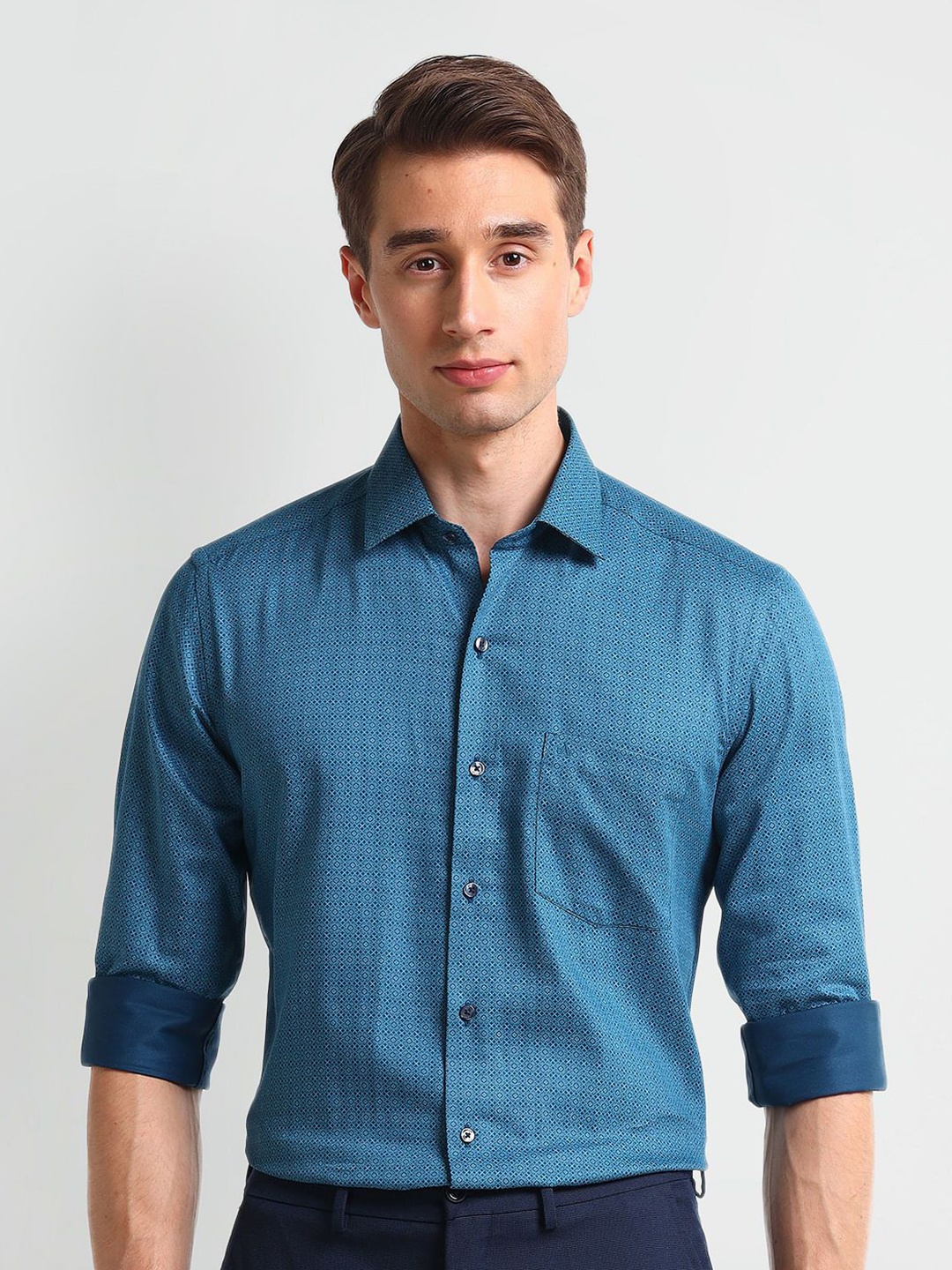

Arrow Men Classic Opaque Printed Formal Shirt, Blue