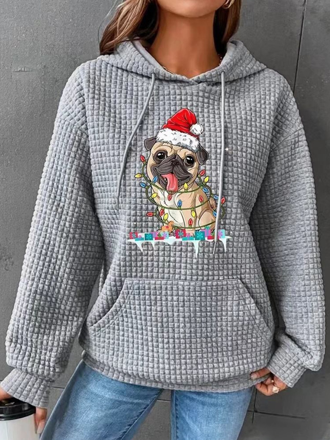 

StyleCast Women Printed Hooded Sweatshirt, Grey