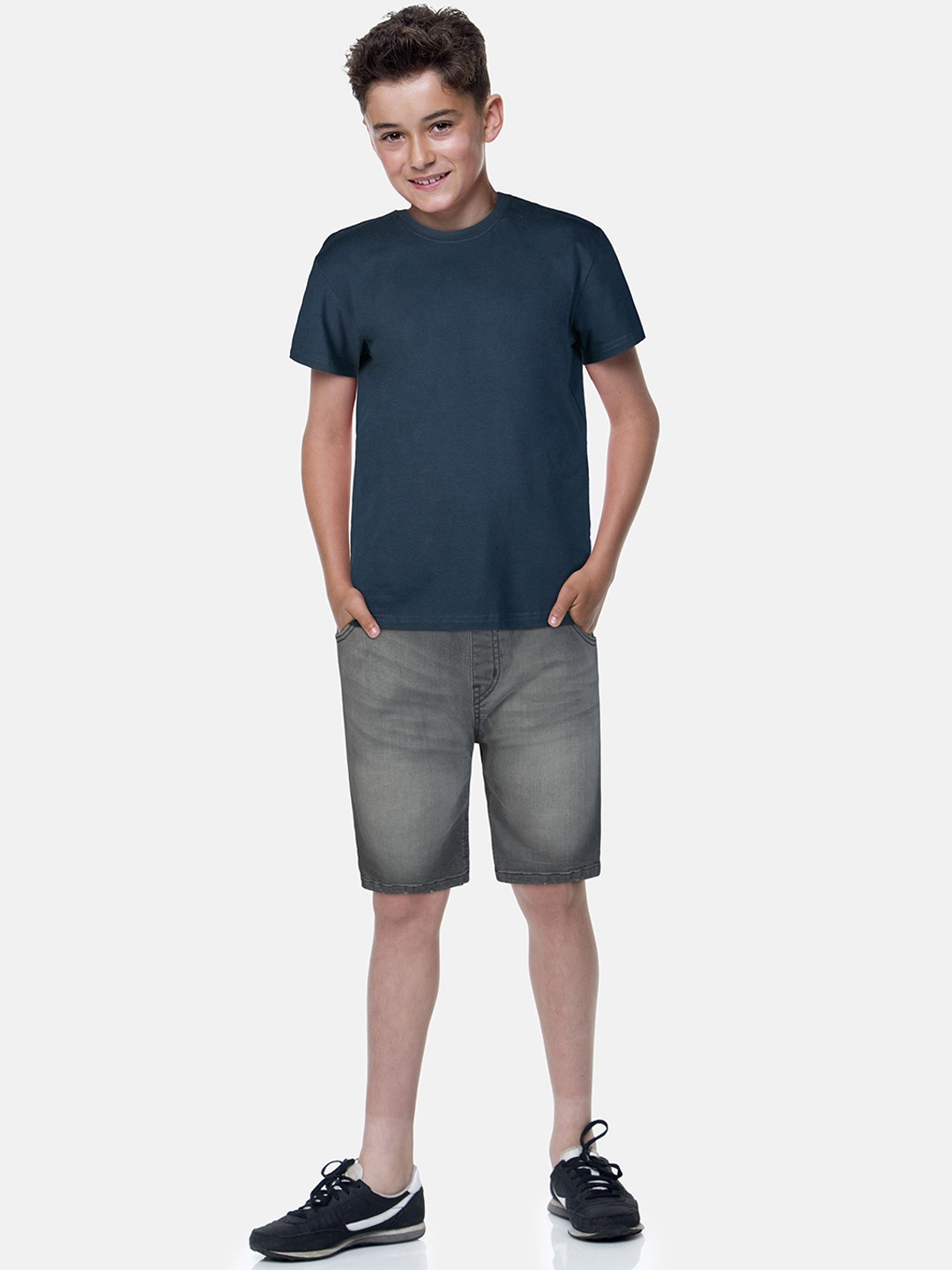 

Gini and Jony Boys Typography Washed Denim Regular Fit Shorts, Grey
