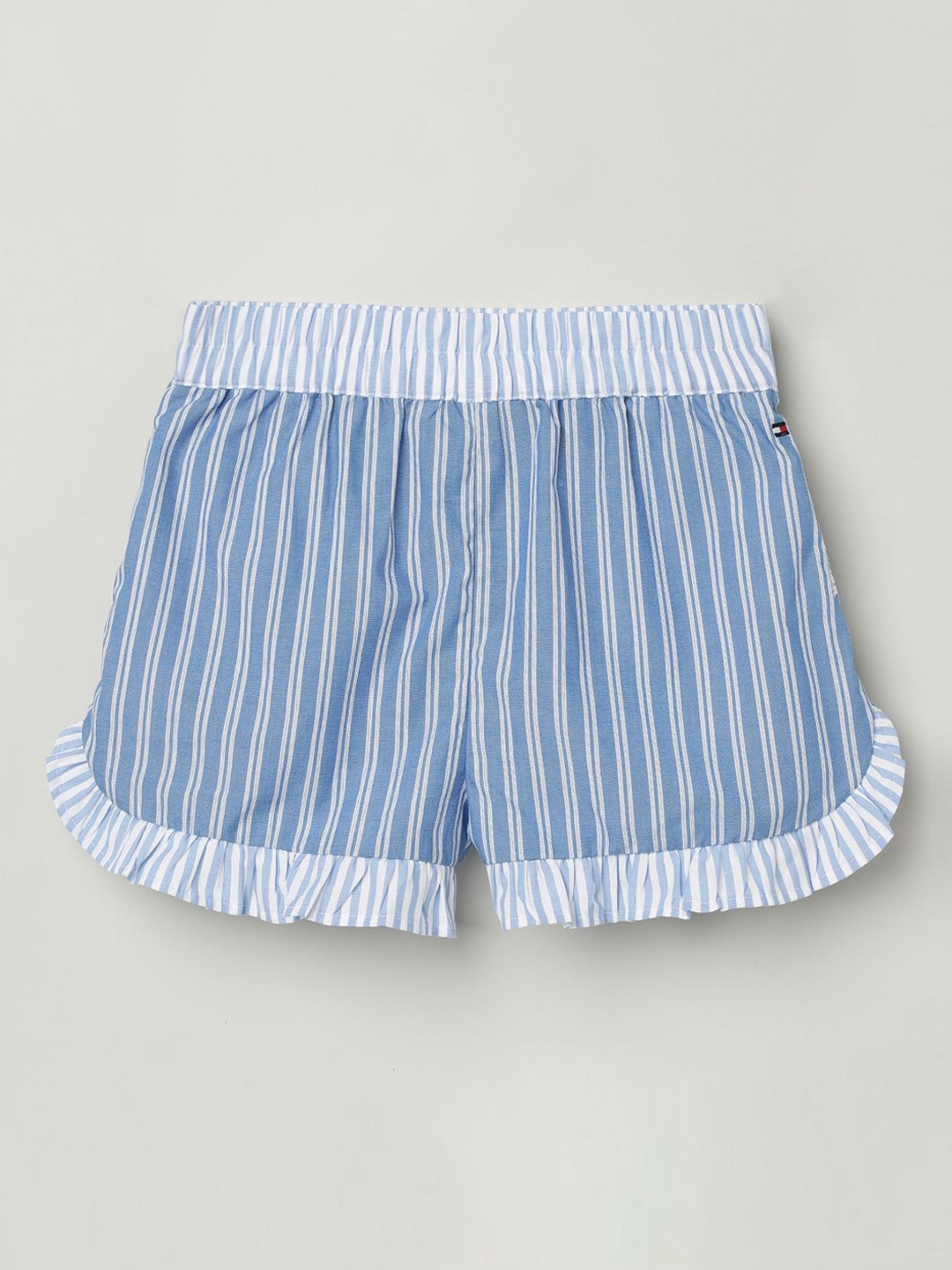

Tommy Hilfiger Girls Cotton Striped Relaxed Fit Shorts, Blue