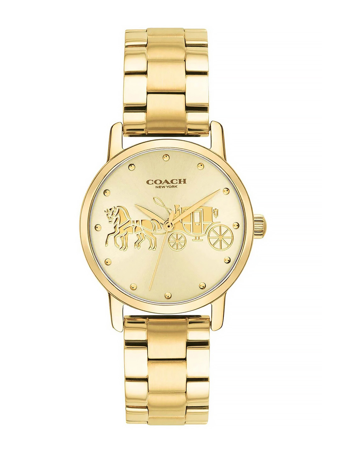 

Coach Women Grand Patterned Bracelet Style Analogue Watch 14502976, Gold