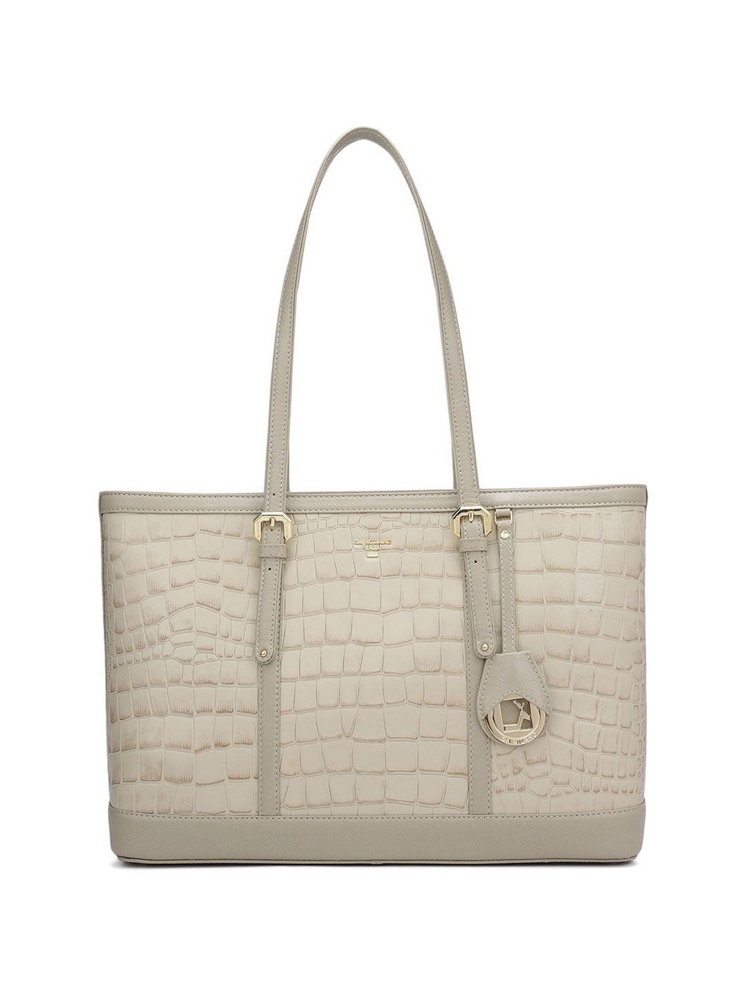 

Da Milano Women Textured Leather Shopper Tote Bag, White