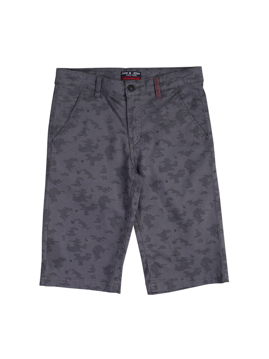 

Gini and Jony Boys Cotton Abstract Printed Regular Fit Shorts, Grey