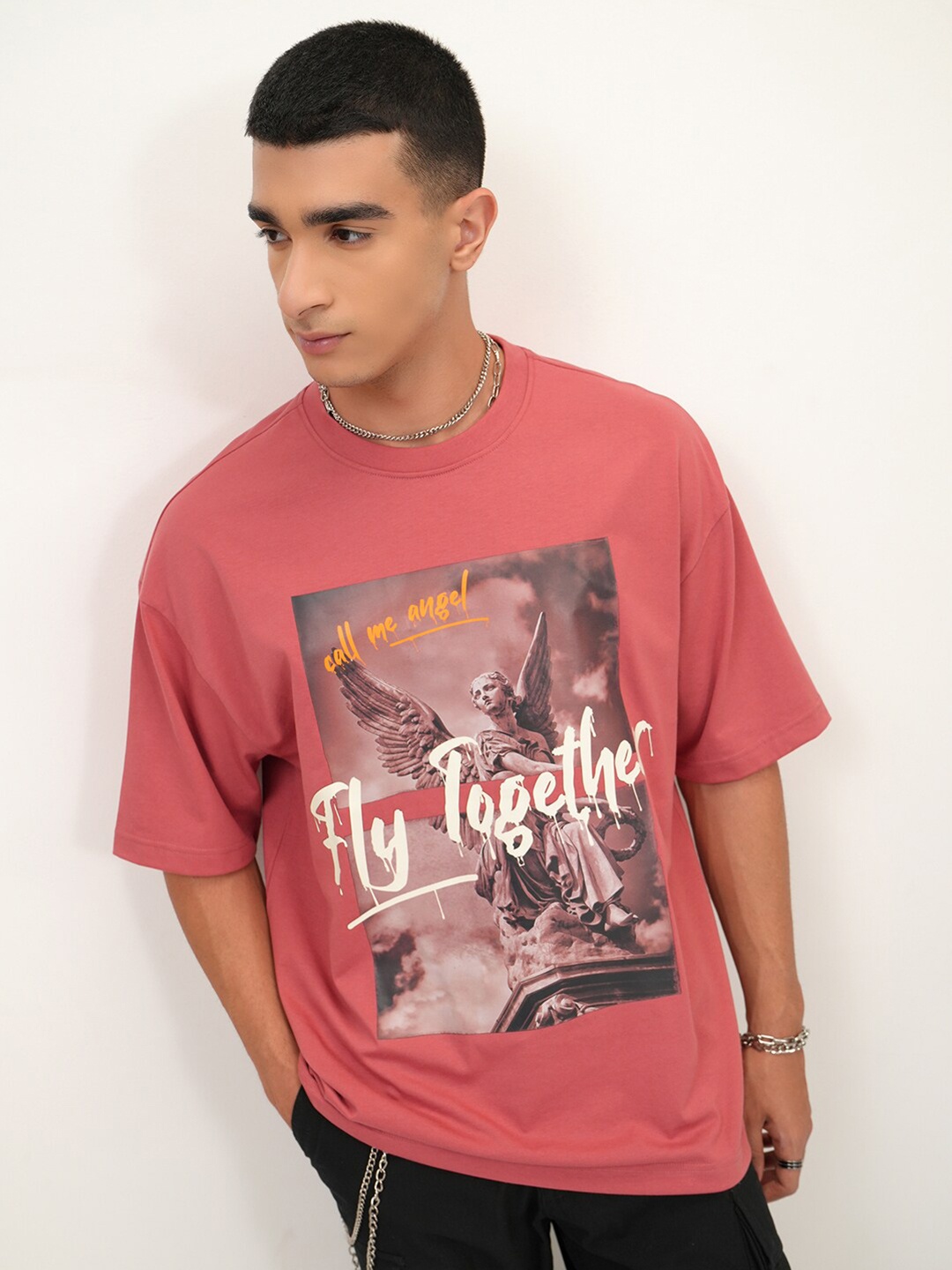 

HIGHLANDER Graphic Printed Oversized T-shirt, Rust