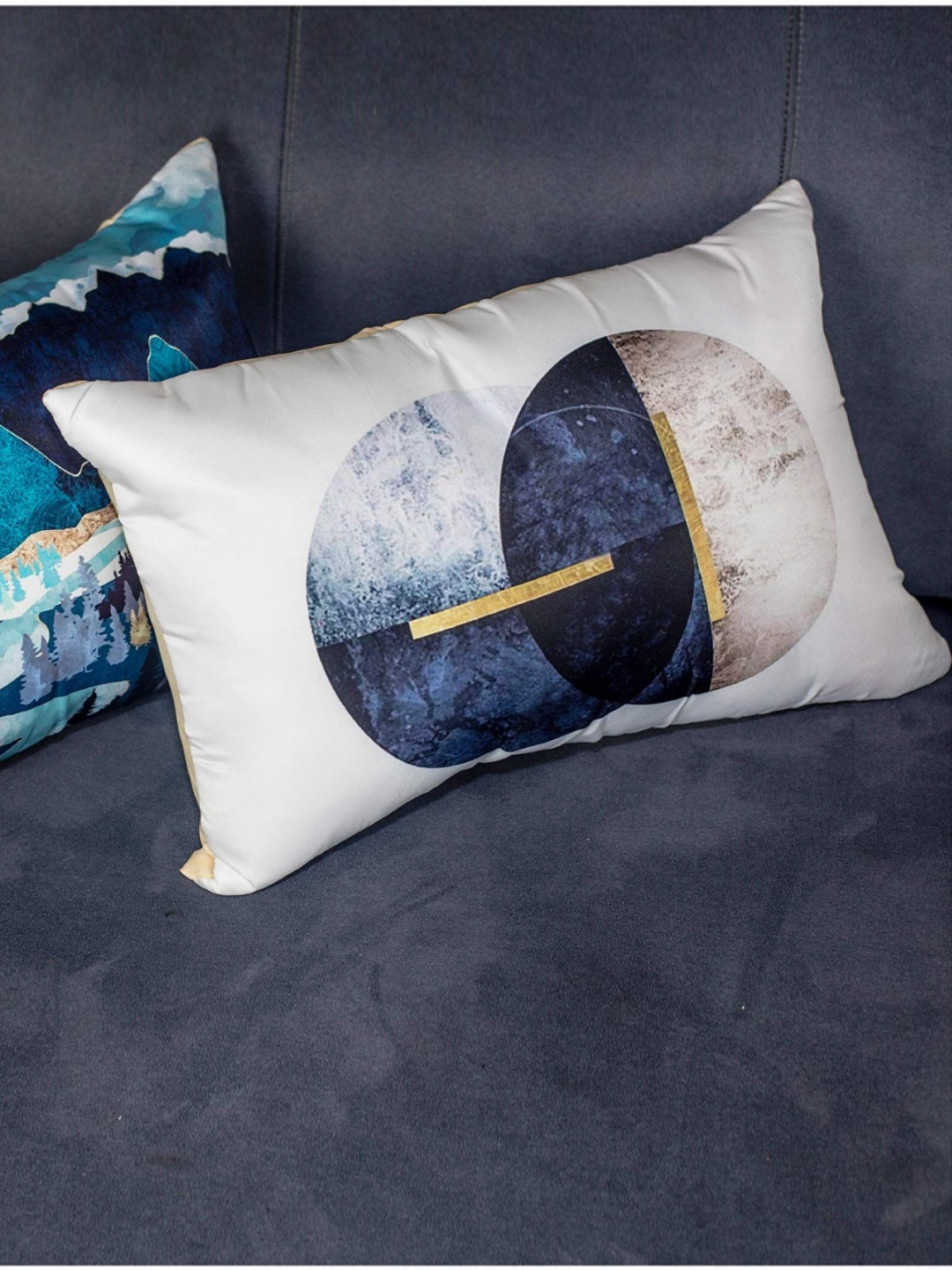 

Vendola Blue & White 2 Pieces Geometric Square Cushion Covers