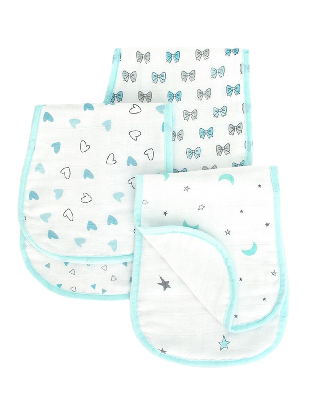 

The White Cradle Infants Pack Of 3 Printed Burp Cloth, Blue