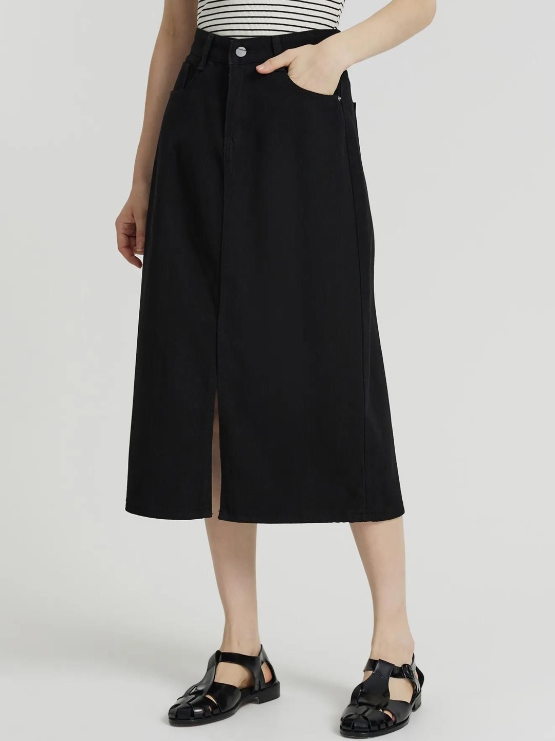 

Kotty Straight Midi Skirts, Black