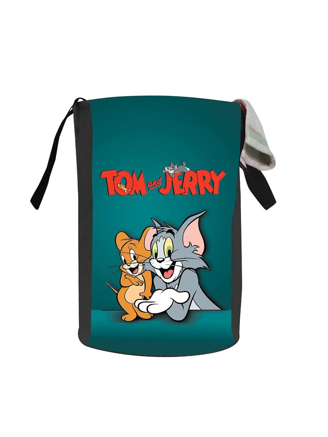 

prettykrafts Green & Red Printed Foldable Laundry Bag -45 L