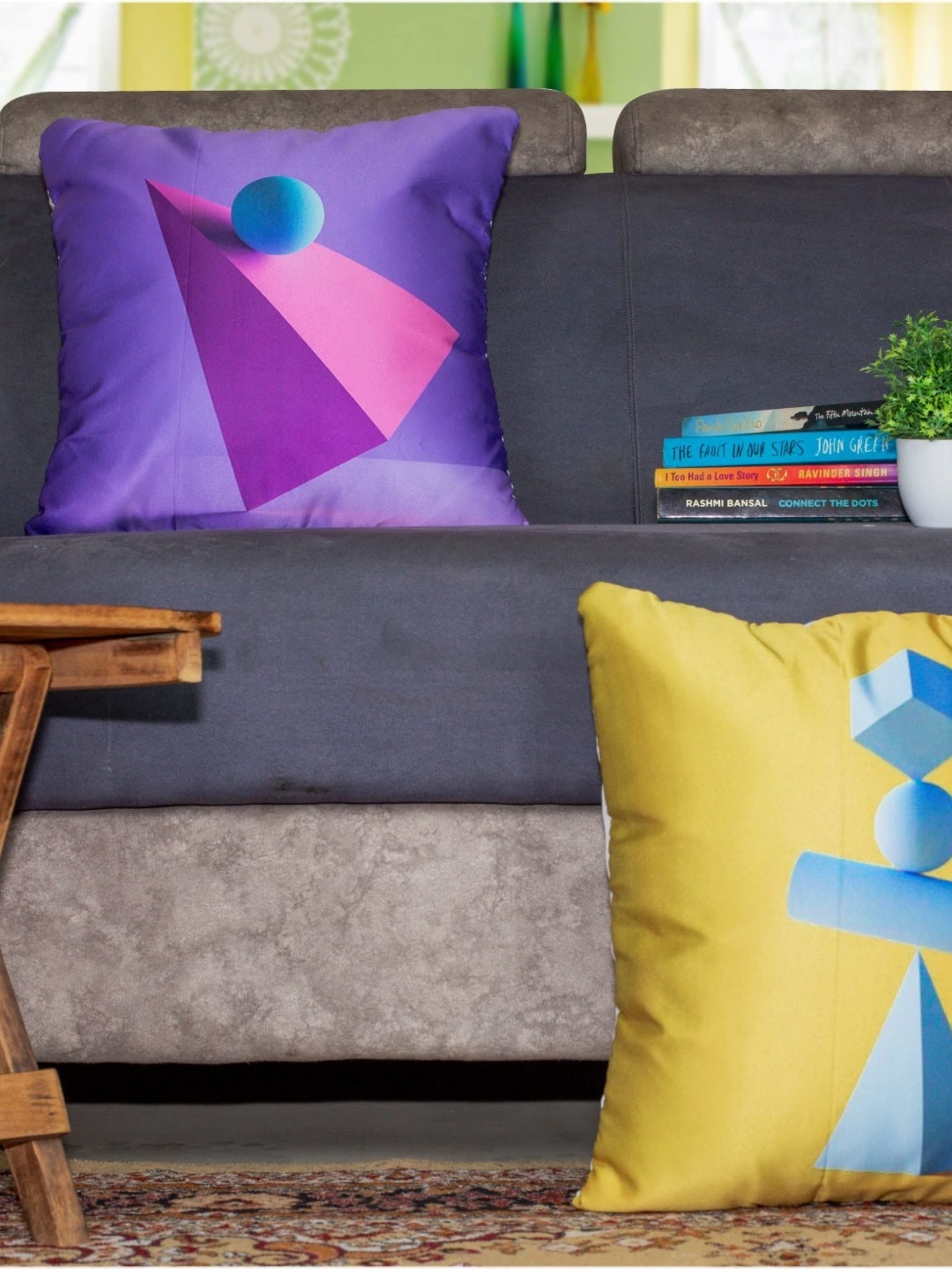 

Vendola Purple & Yellow 2 Pieces Abstract Satin Square Cushion Covers