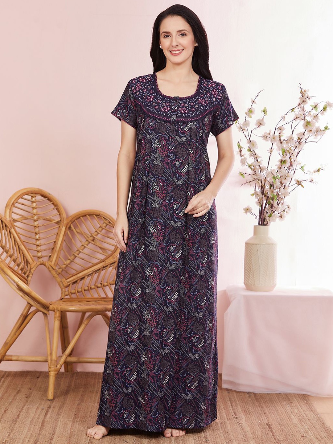 

Sand Dune Printed Maxi Nightdress, Navy blue