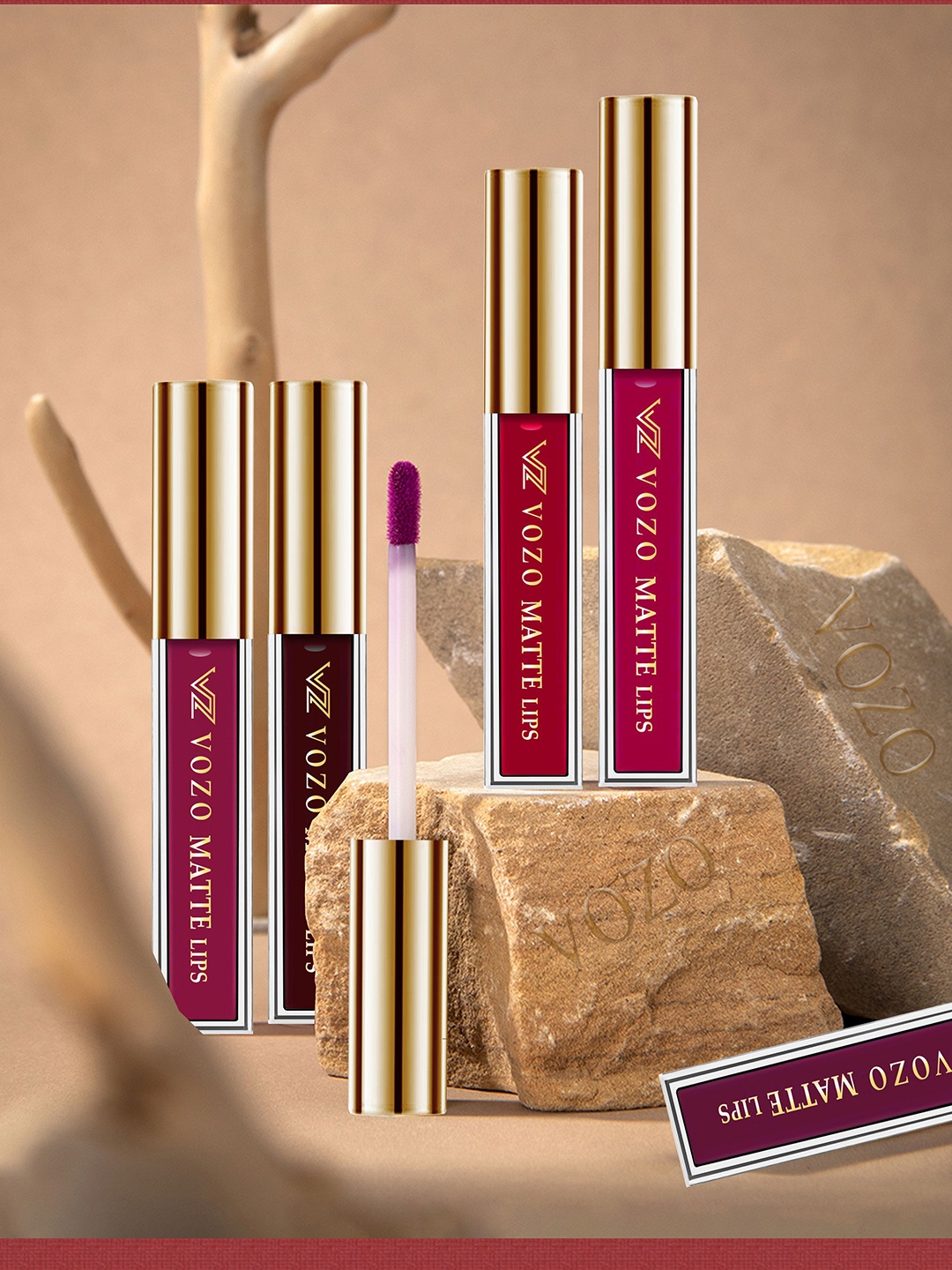 

VOZO Set Of 4 Seductive Matte Liquid Lipstick-4ml- 102-103-104-105, Maroon