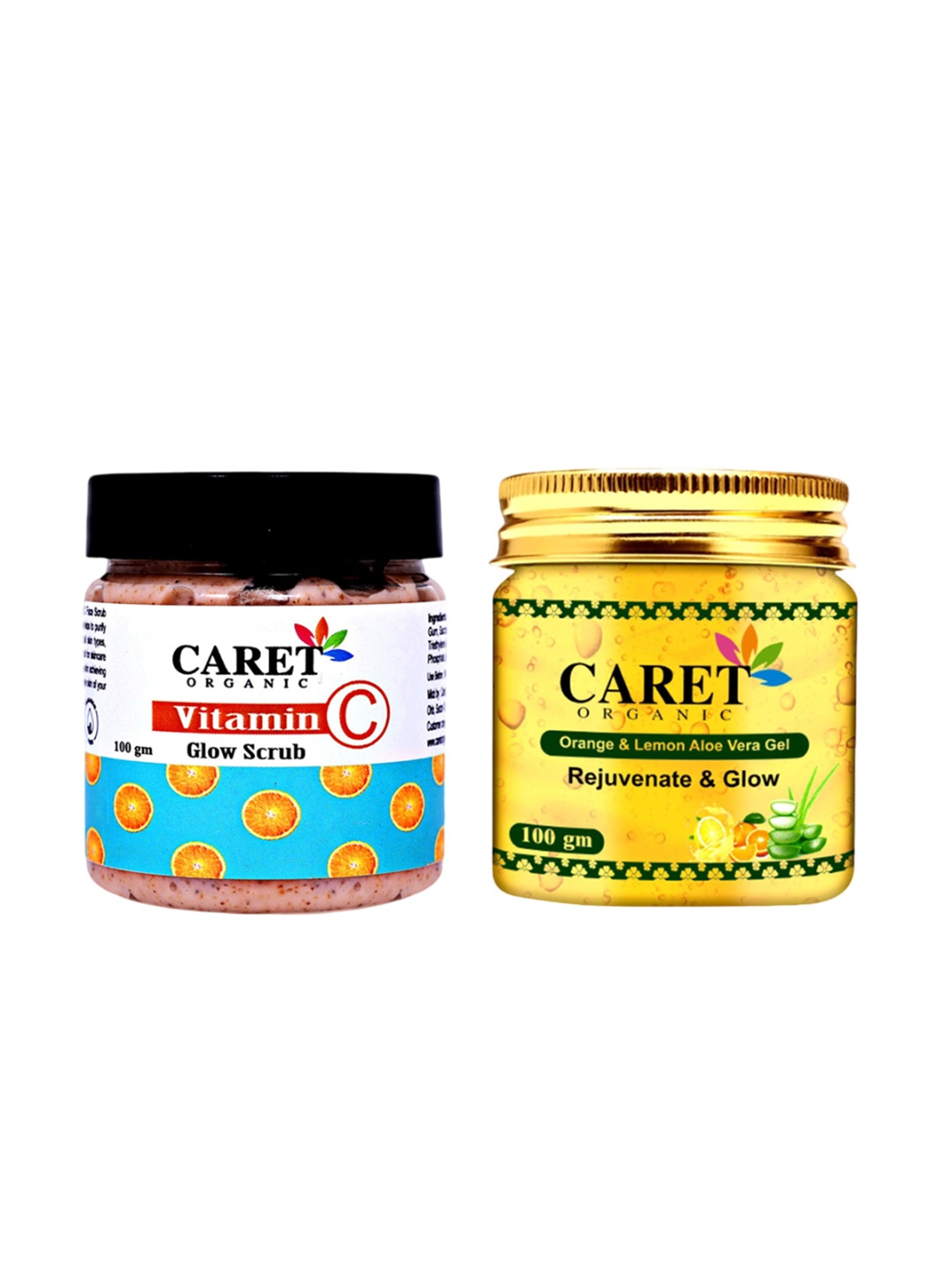 

CARET ORGANIC Set Of 2 Aloevera Gel- 100g & Vitamin C Glow Scrub-100g, White