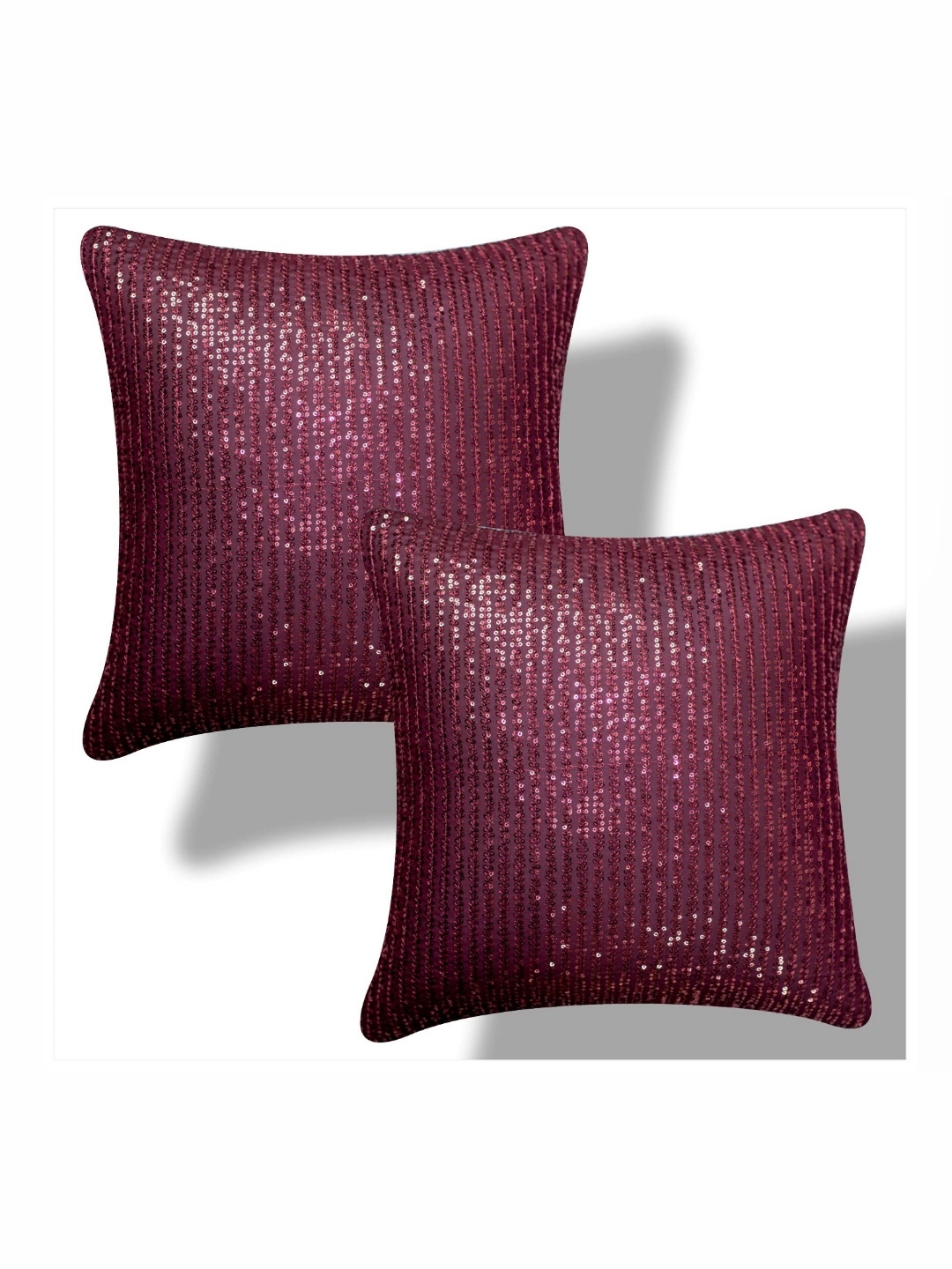 

Vendola Burgundy 2 Pieces Embellished Square Cushion Covers