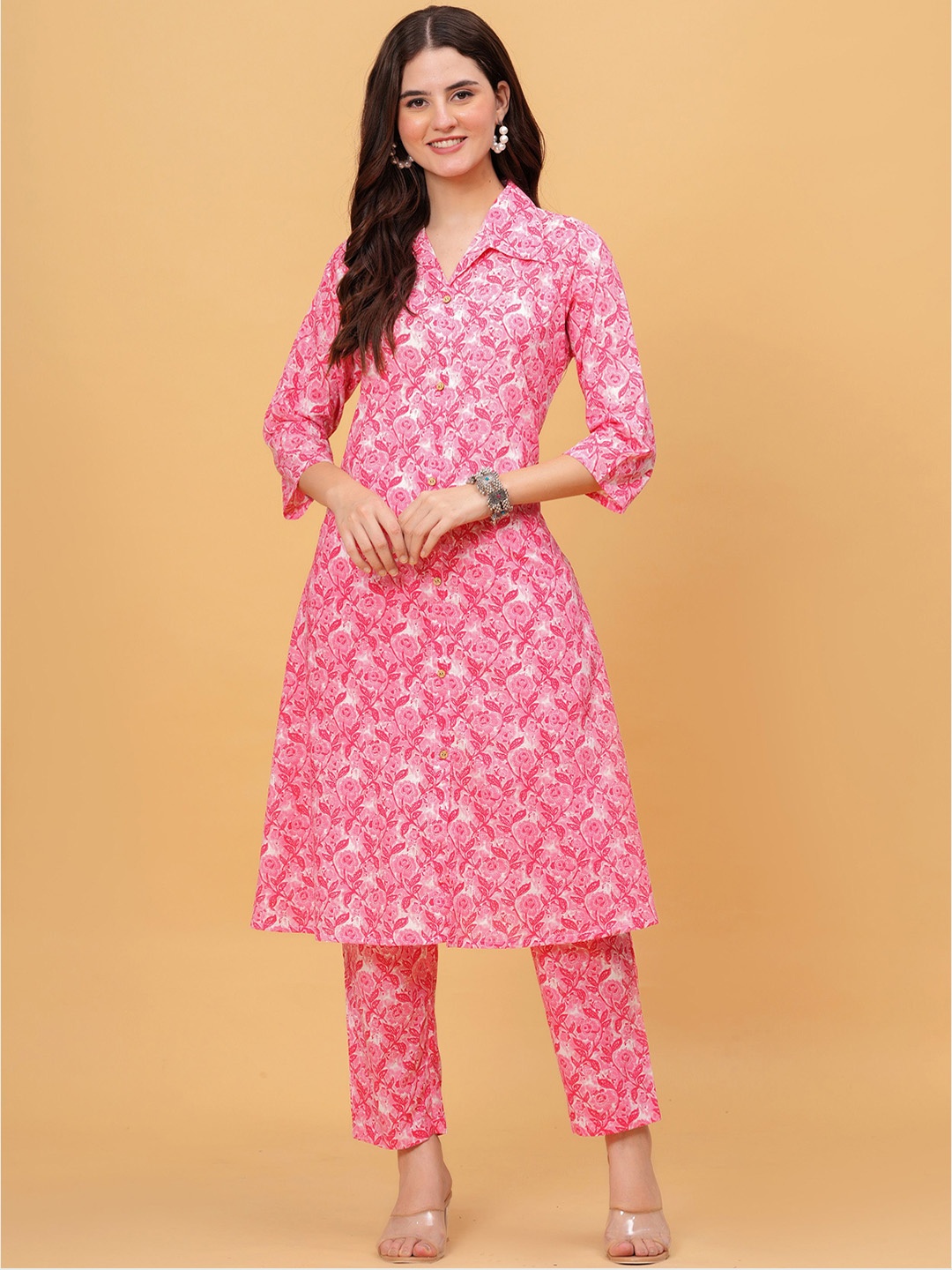 

BAESD Printed Pure Cotton Tunic & Trousers, Pink