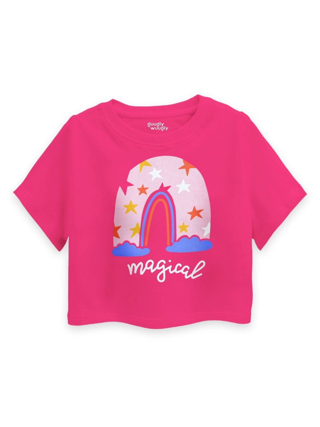 

Guugly Wuugly Girls Graphic Printed Round Neck Cotton T-shirt, Pink