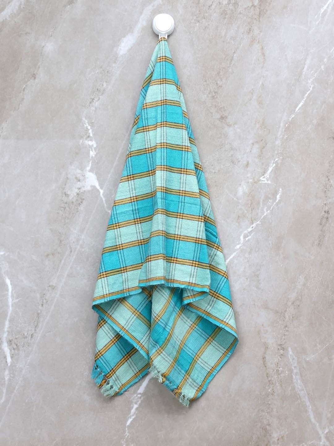 

BOMBAY DYEING Turquoise Blue & Yellow Striped Cotton 200 GSM Bath Towel