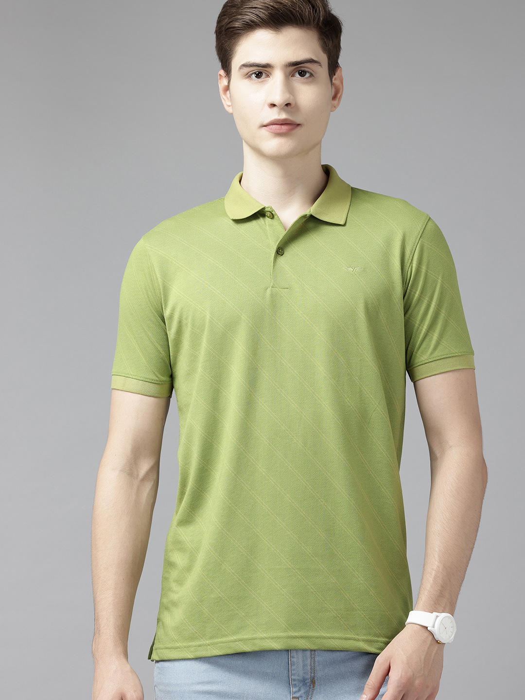 

Park Avenue Printed Polo Collar Slim Fit T-shirt, Green