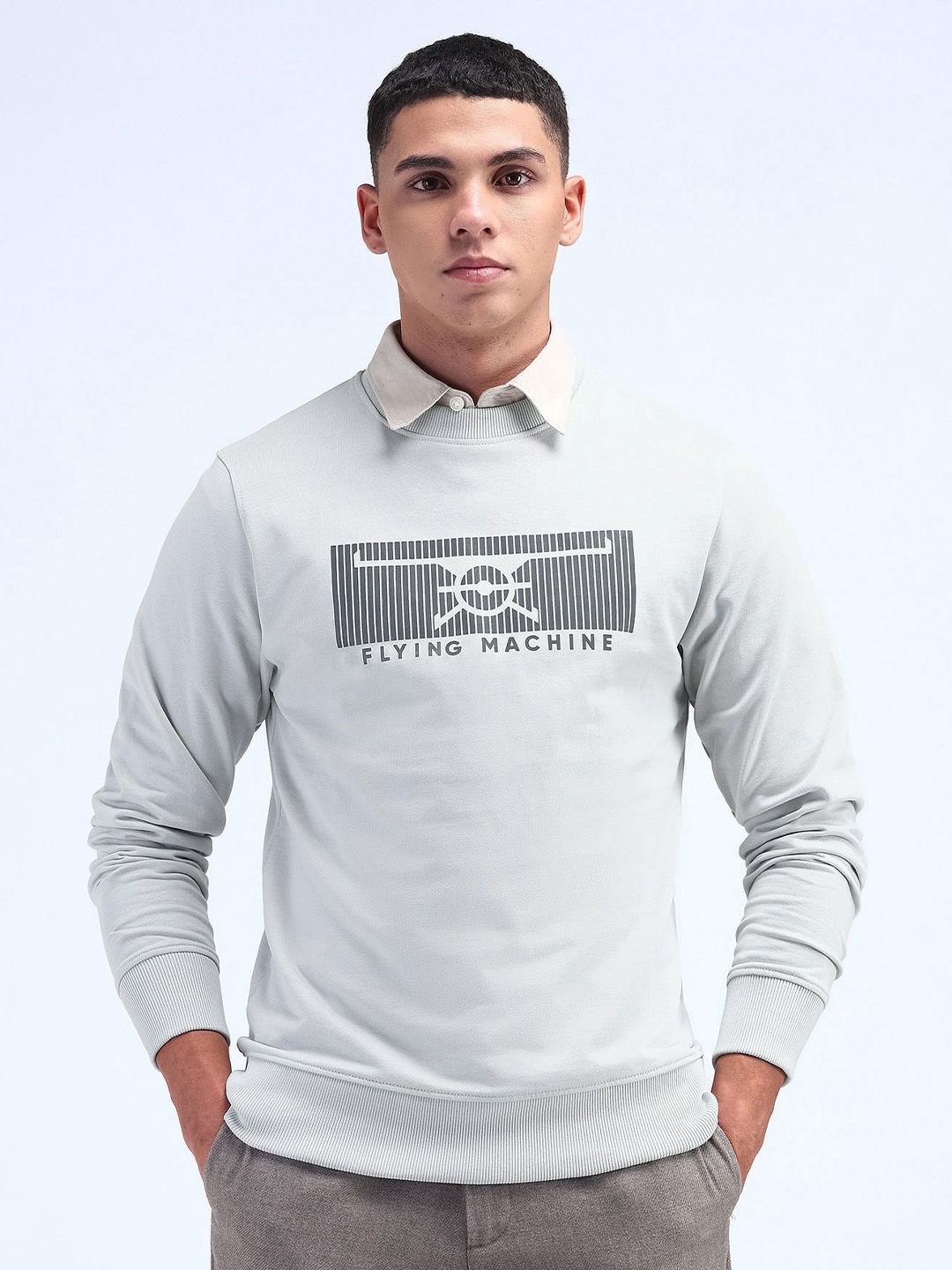 

Flying Machine Men Printed Sweatshirt, Blue
