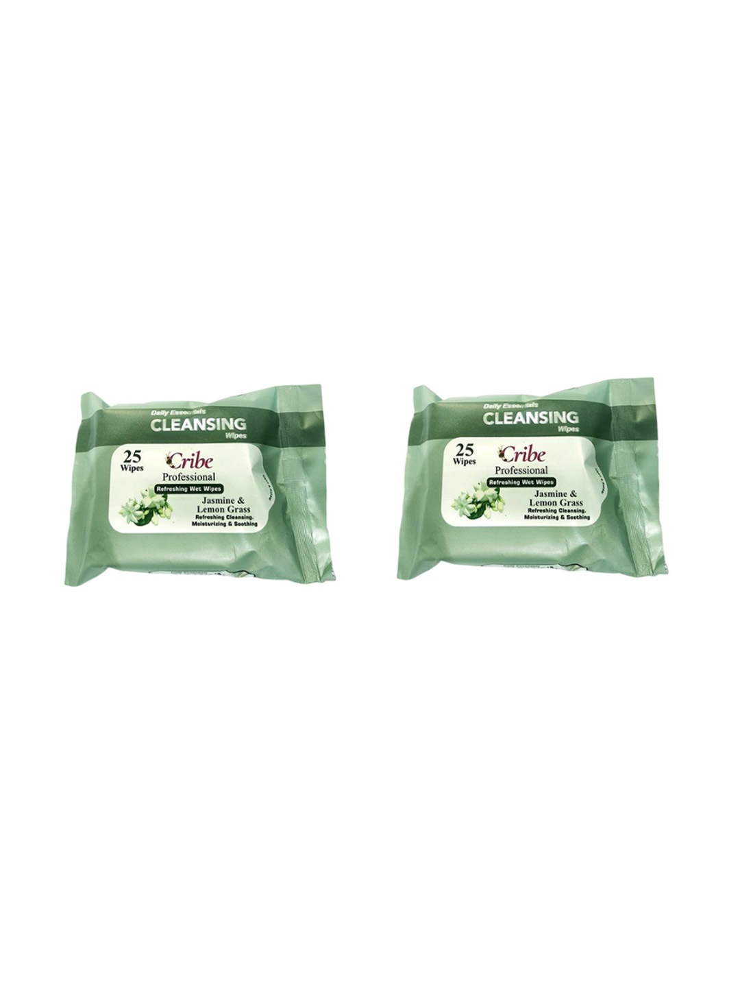 

CRIBE Set Of 4 Tulip & Jasmine Wet Cleansing Wipes With Vitamin C - 25 Wipes Each, Green