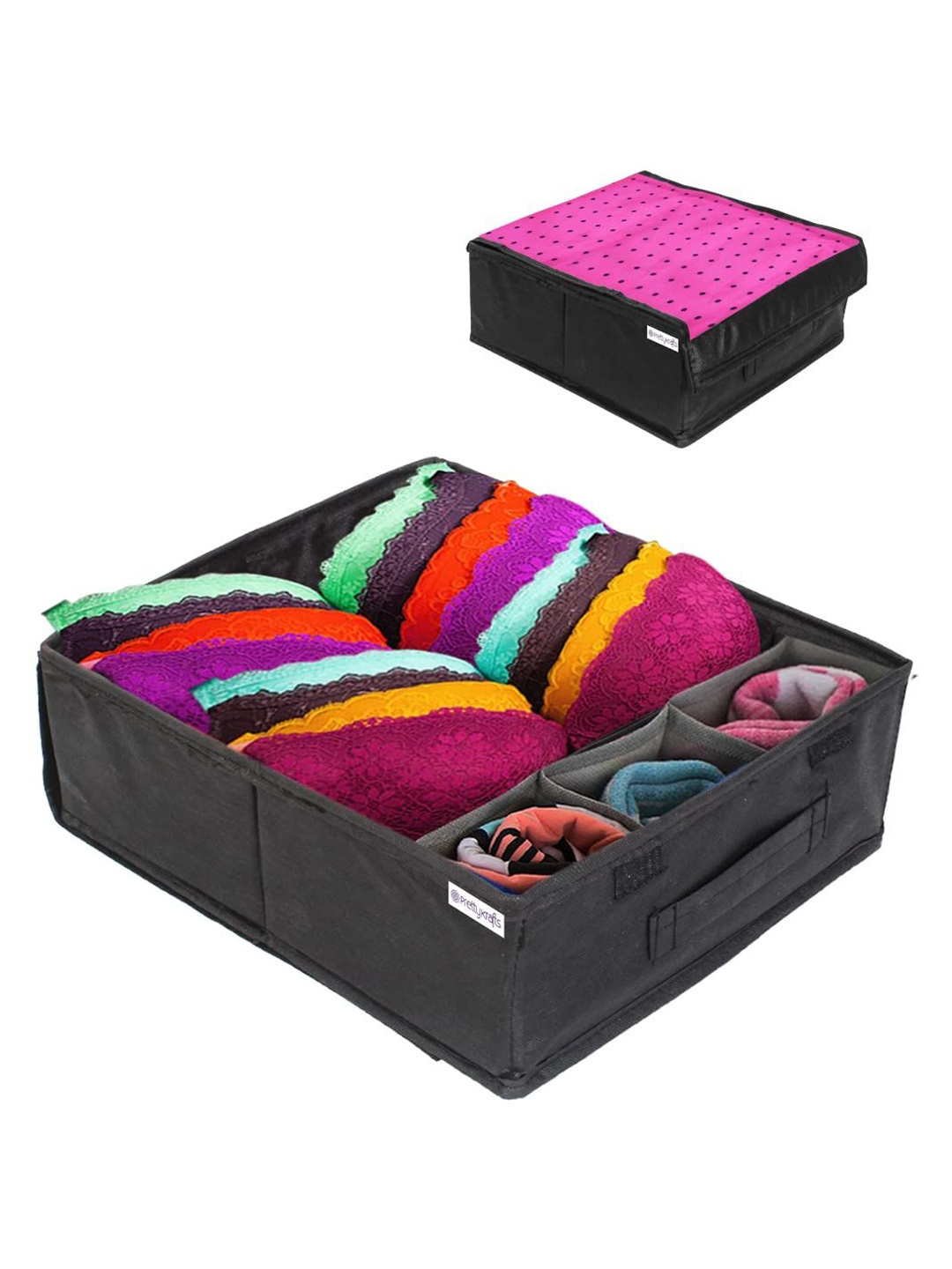 

prettykrafts Pink & Black Printed Reusable Multi-Utility Organisers