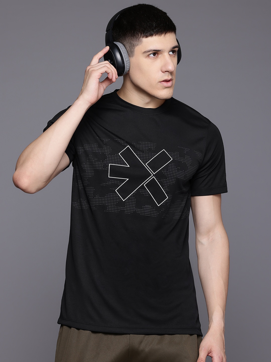 

HRX by Hrithik Roshan Rapid-Dry Printed Training T-shirt, Black