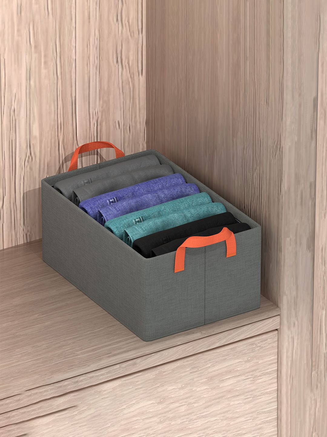 

Kuber Industries Grey Foldable Wardrobe Drawer Organiser