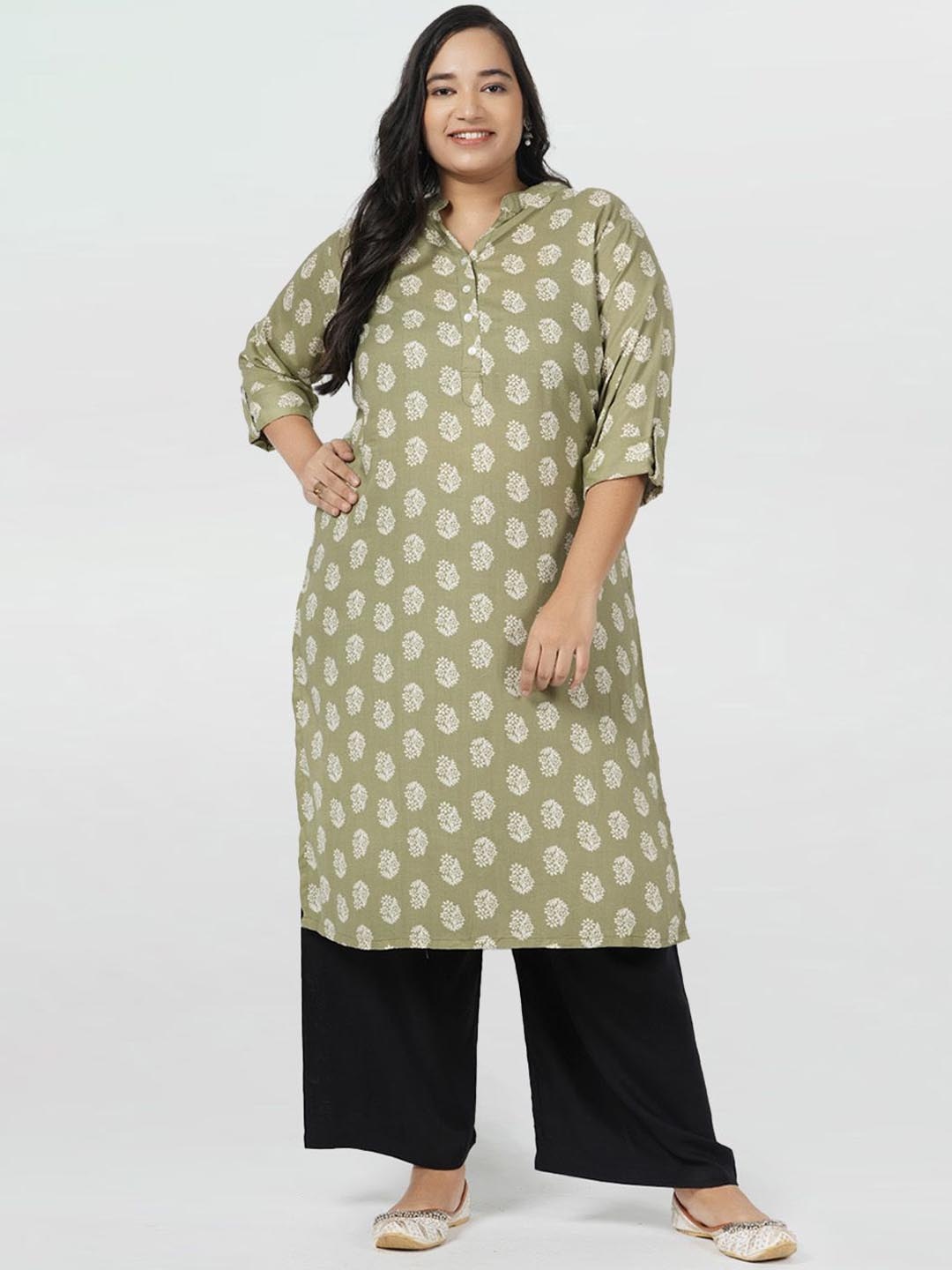 

LastInch Women Geometric Kurta, Green