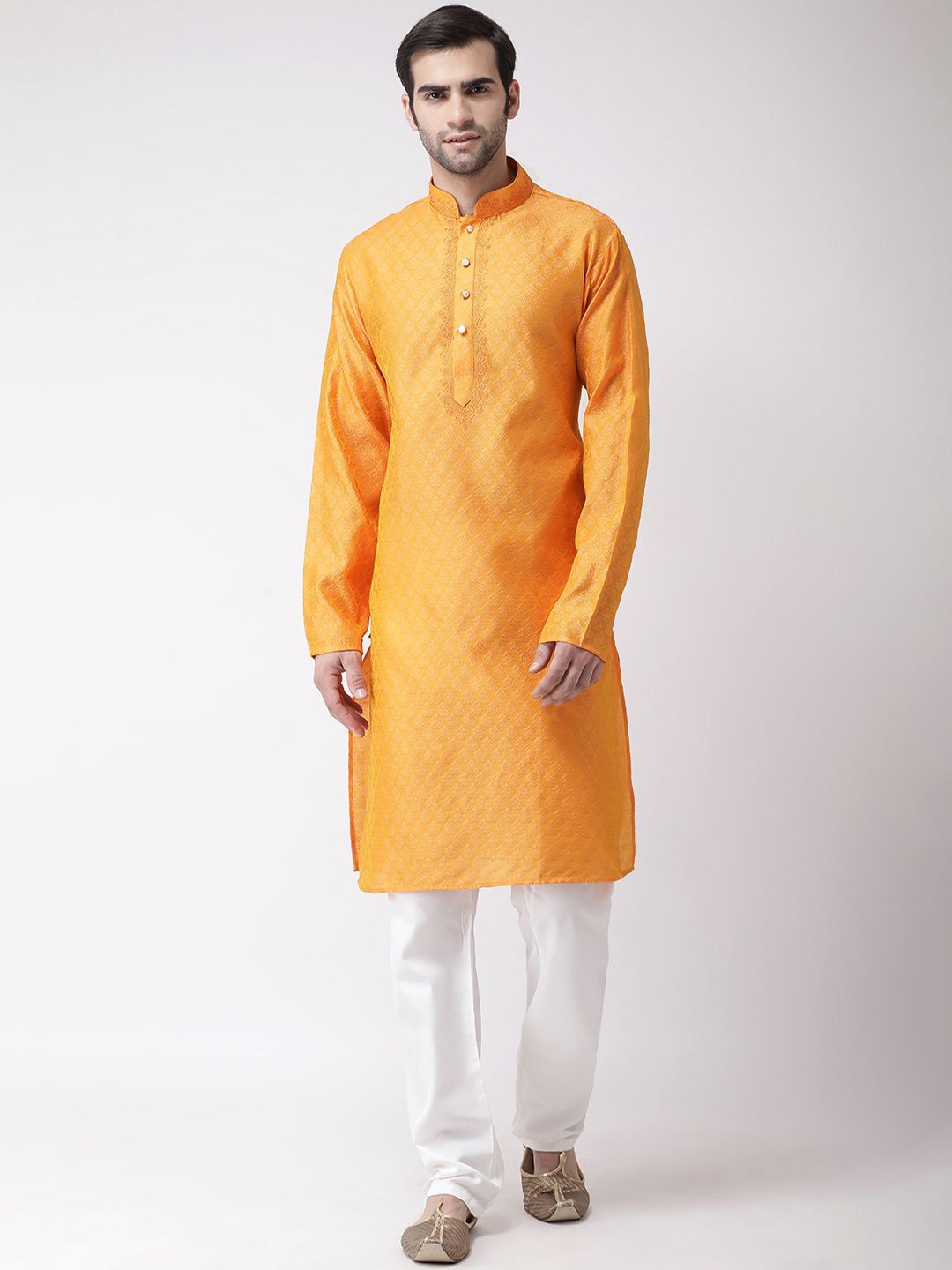 

SG LEMAN Men Regular Silk Georgette Kurta with Pyjamas, Mustard