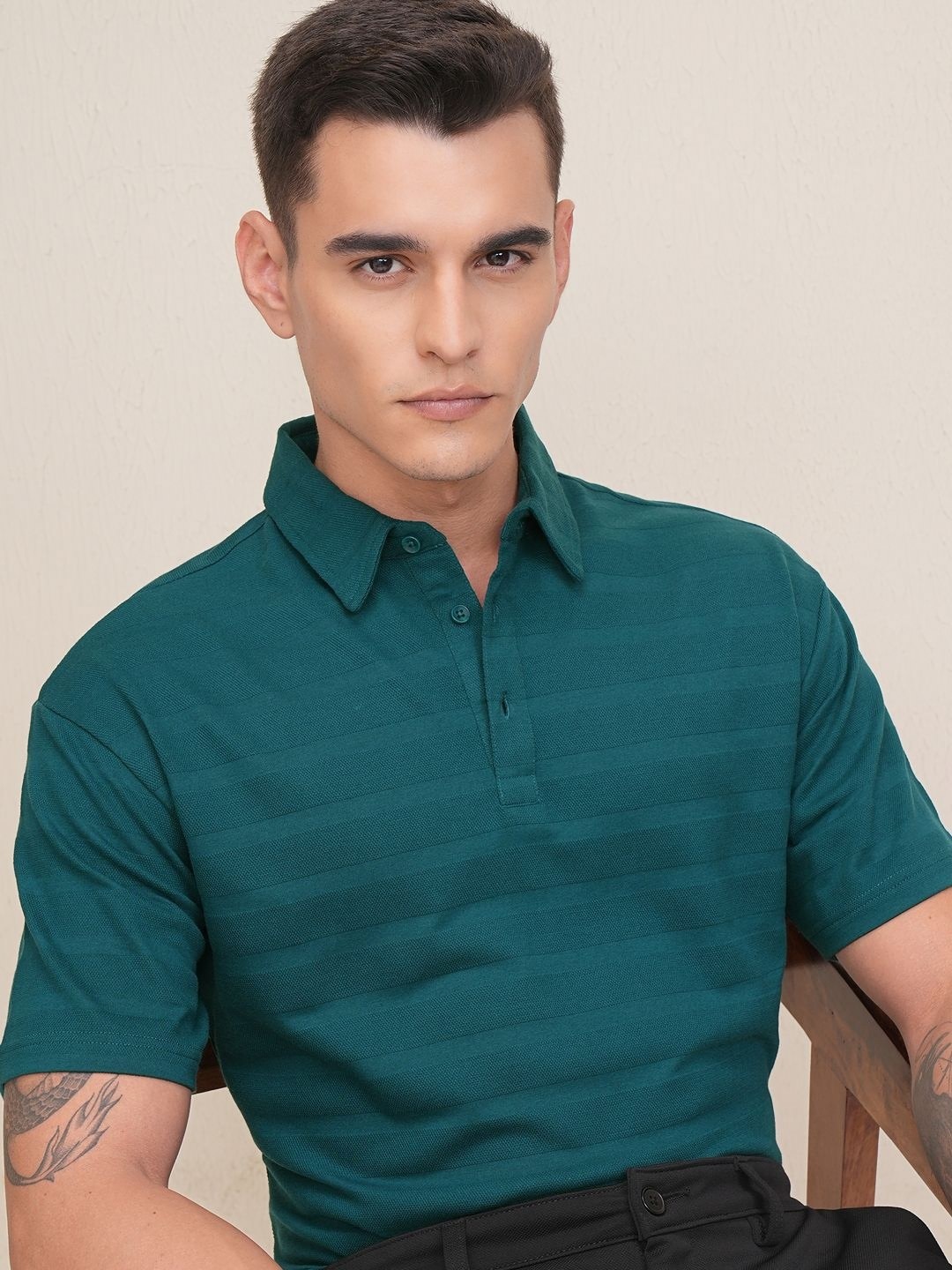 

HIGHLANDER Men Polo Collar T-shirt, Teal