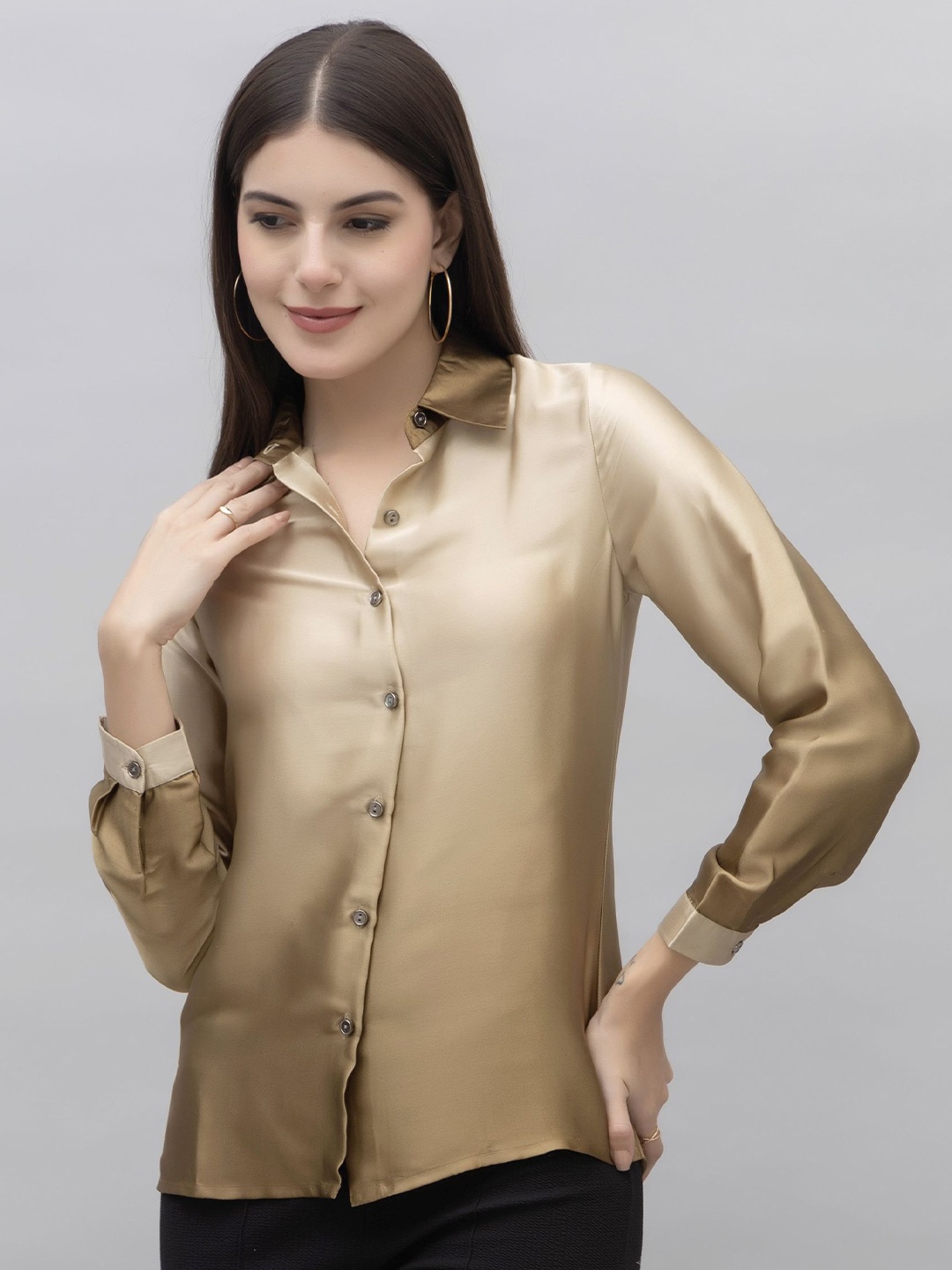 

PURYS WORKSPACE Women Standard Opaque Colourblocked Formal Shirt, Brown