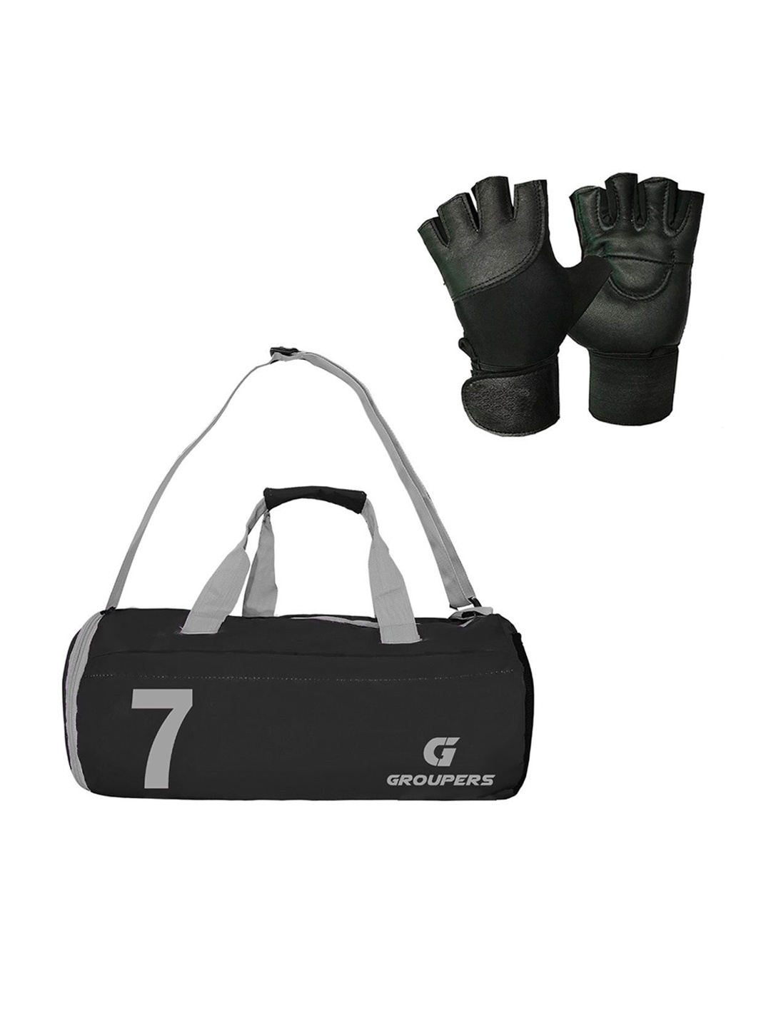 

GROUPERS Printed Medium Foldable Sports Duffel Bag With Wrist Band, Black