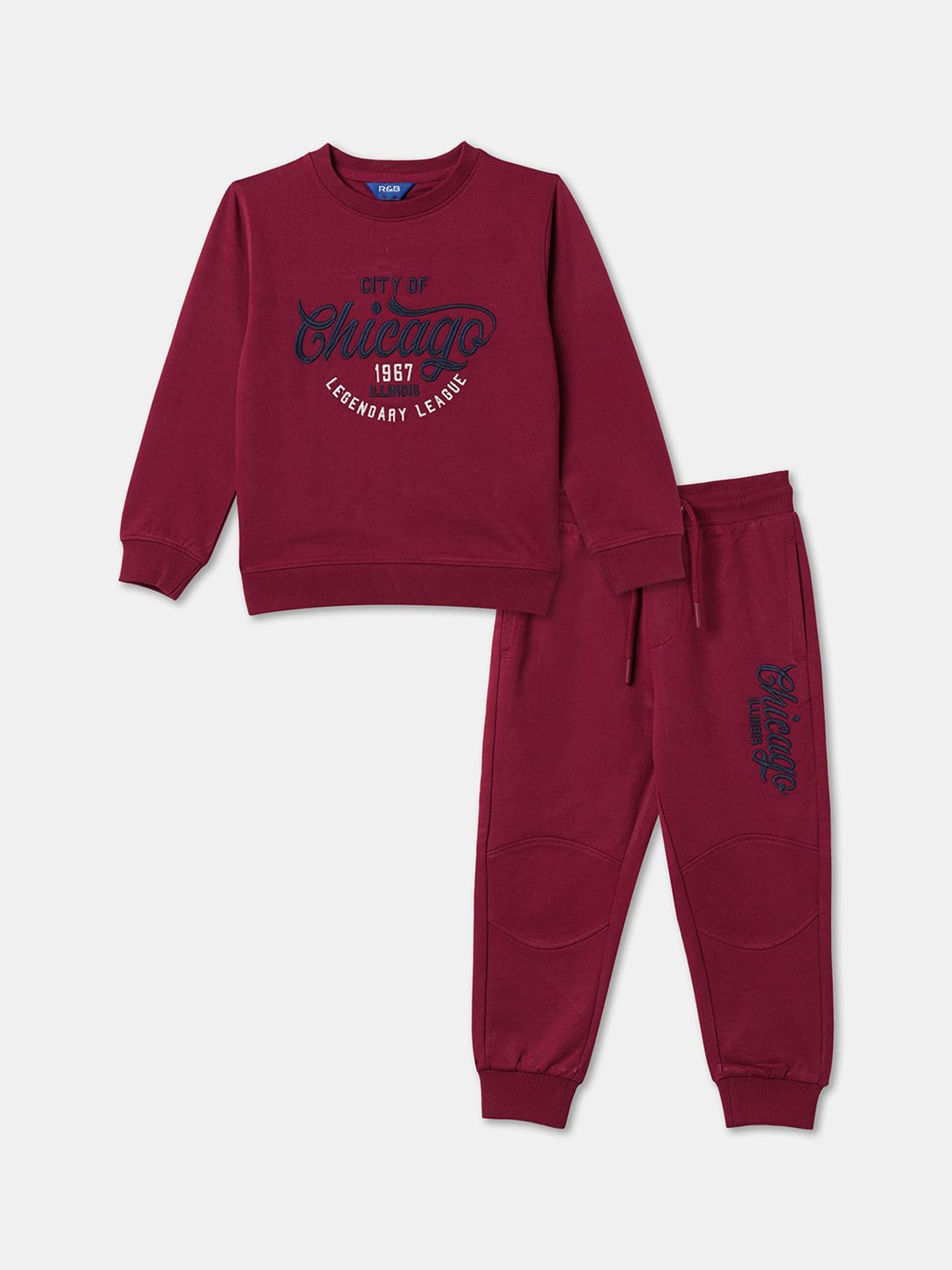 

R&B Boys Printed Pure Cotton Sweatshirt & Joggers, Red