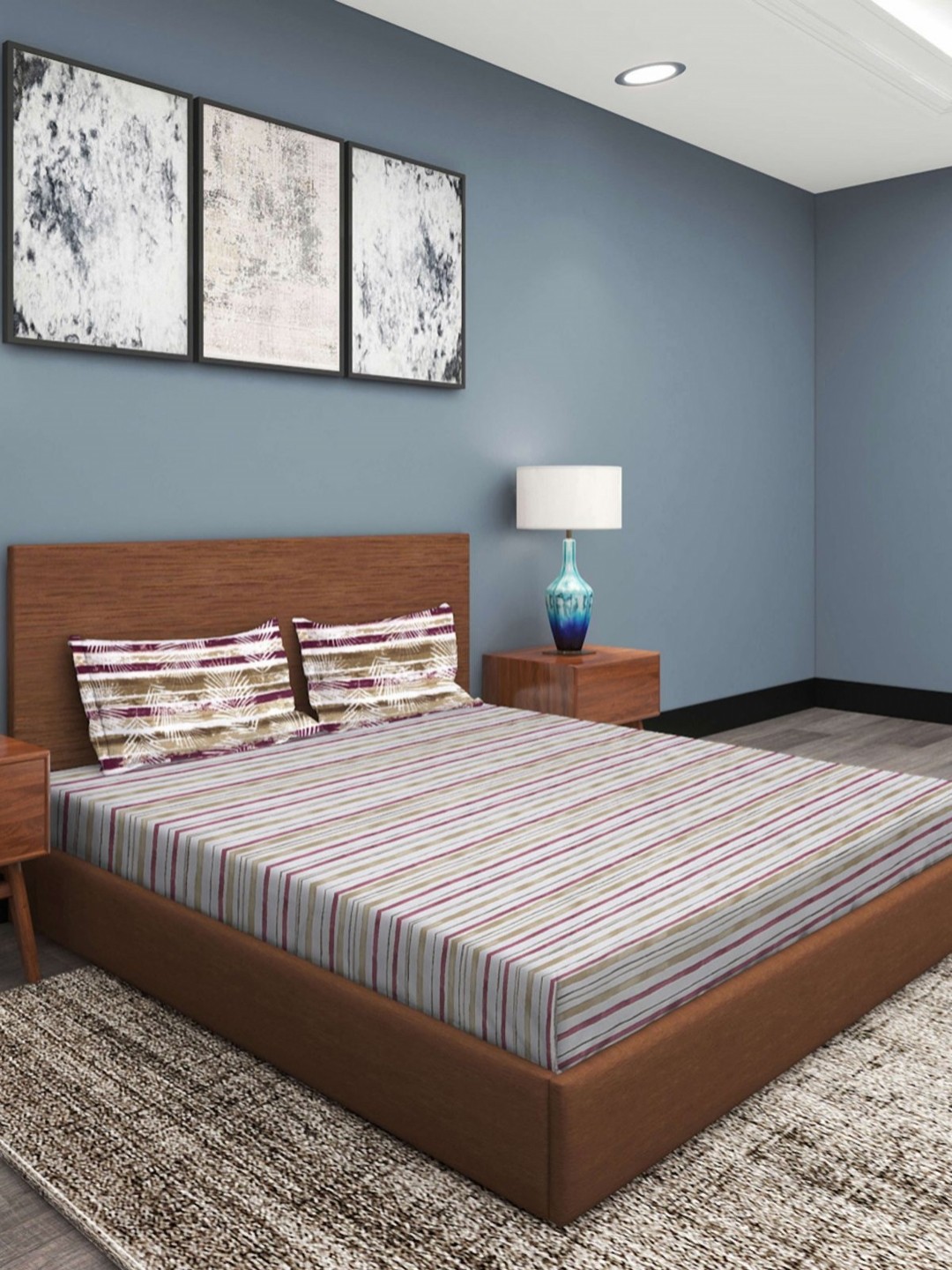 

Myntra Elegant Homes White Striped Pure Cotton 210 TC King Bedsheet with 2 Pillow Covers