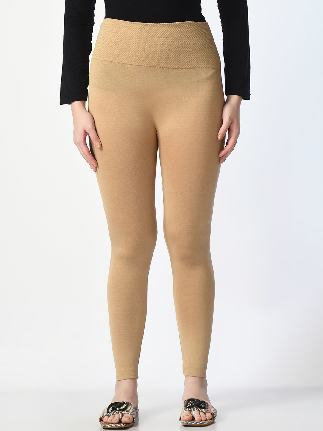 

JMT Wear High Rise Stretchable Thermal Bottoms, Beige