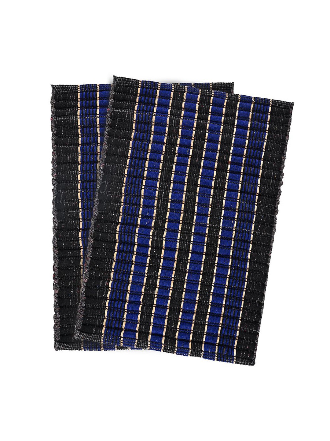

Kuber Industries Blue & Black 2 Pieces Textured Cotton Anti-Slip Doormats