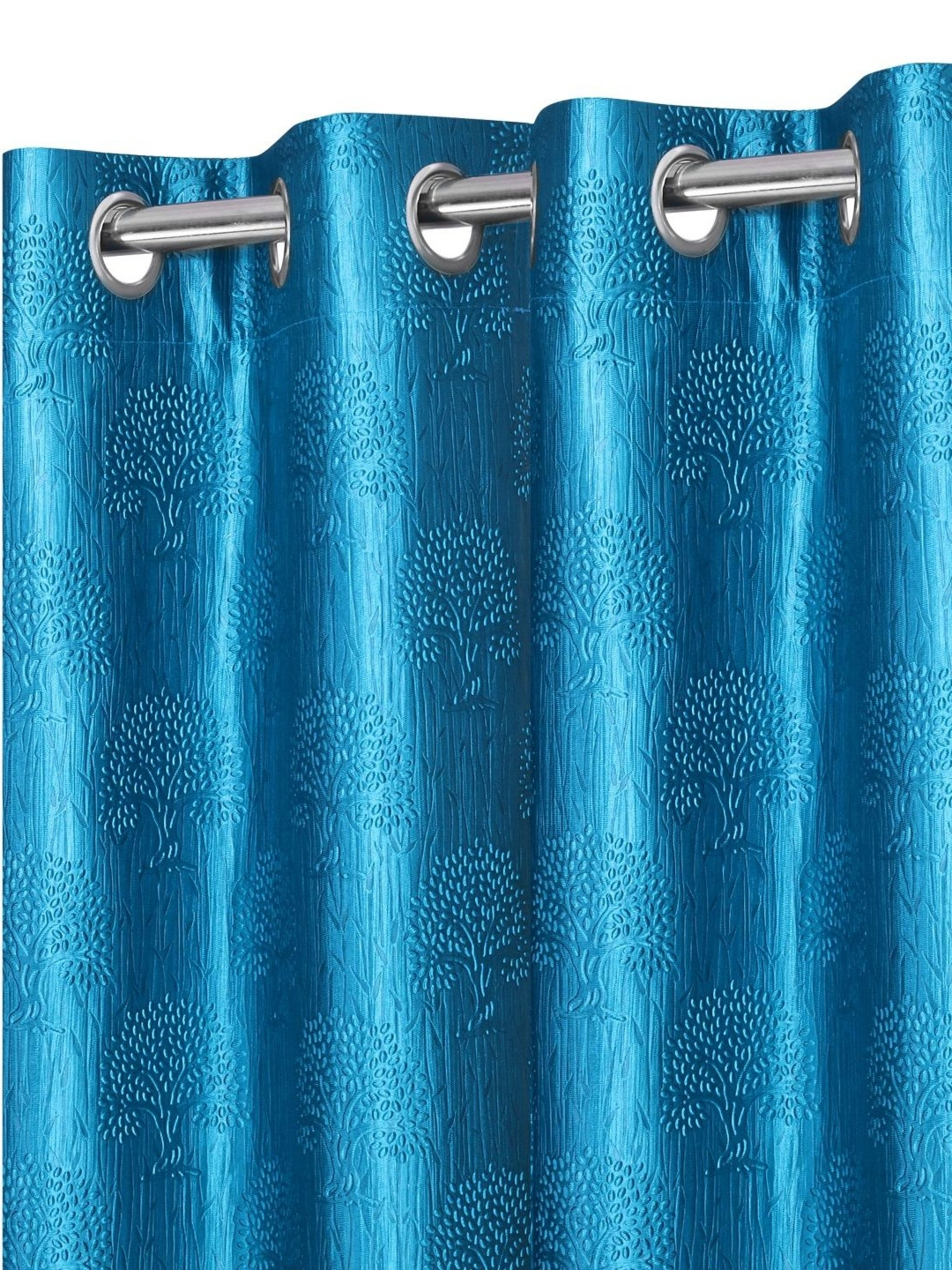 

REYANSH DECOR Turquoise Blue 2 Pieces Floral Door Curtains