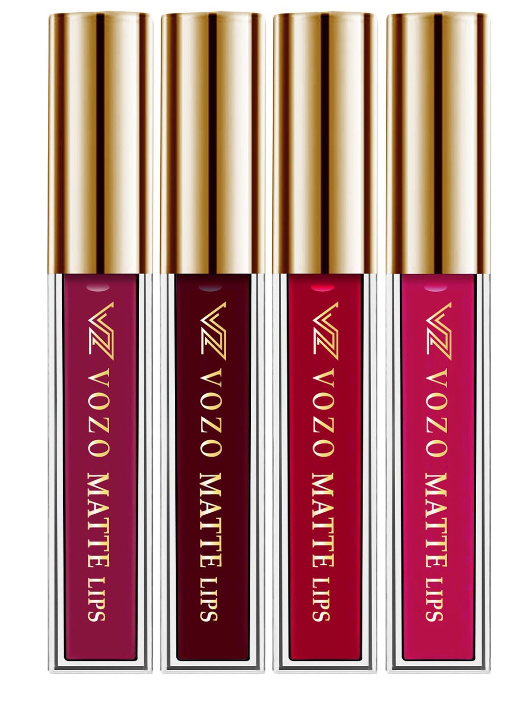 

VOZO Set Of 4 Velvety Smooth Matte Liquid Lipstick 4ml Each- 101-103-104-204, Red