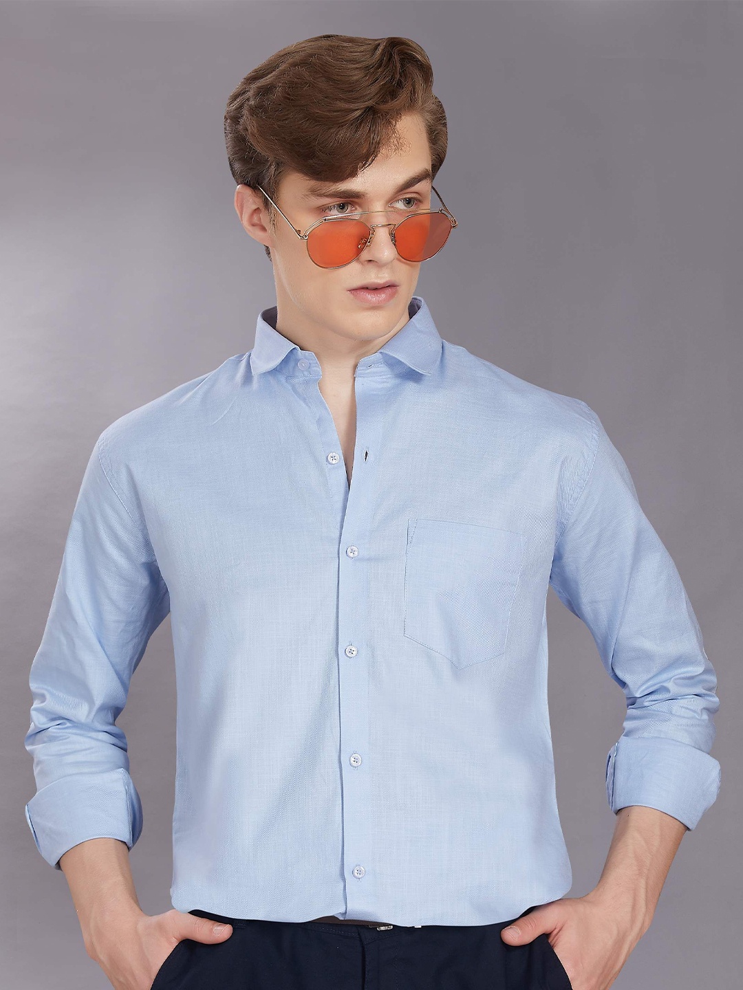 

DIVISIVE Men Club Slim Fit Opaque Casual Shirt, Blue