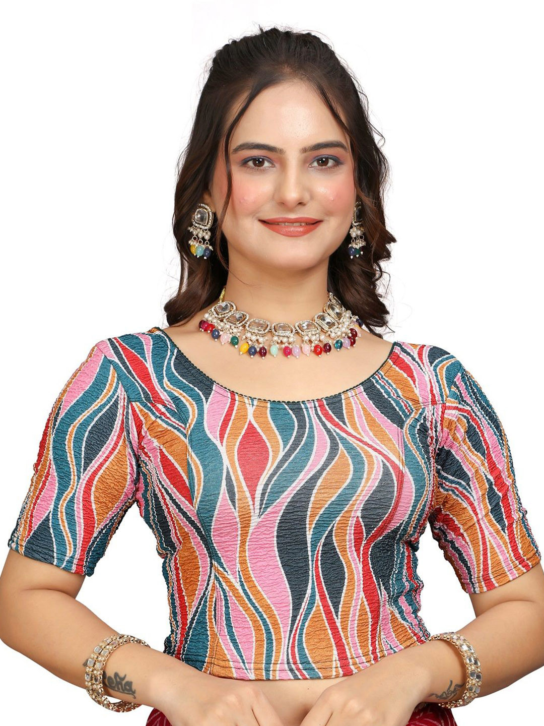 

JUMKHAA Blouson Crop Top, Navy blue