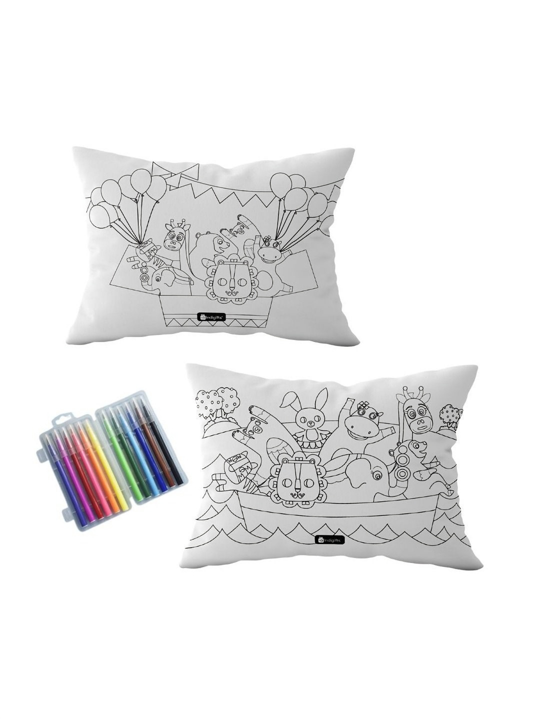 

Indigifts Kids Set Of 3 Reusable Magic Pillow & Colour Pen, White