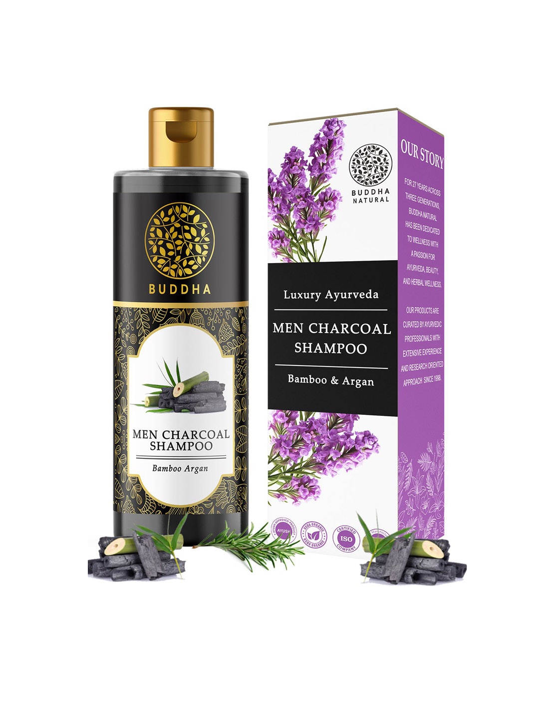 

BUDDHA NATURAL Luxury Ayurvedha Men Charcoal Shampoo - 200 ml, Gold