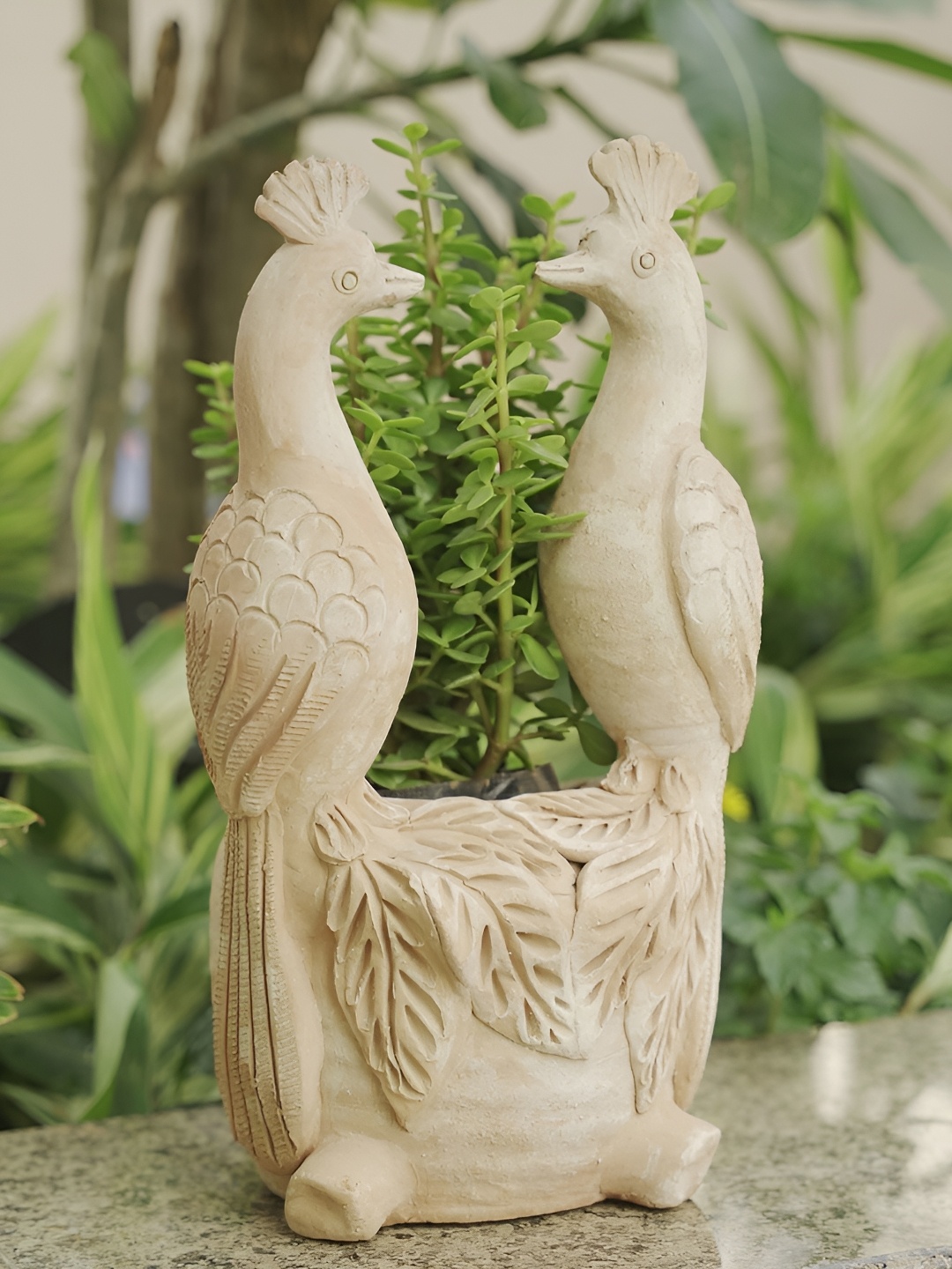 

Swadeh Peacock Clay Planter, Brown