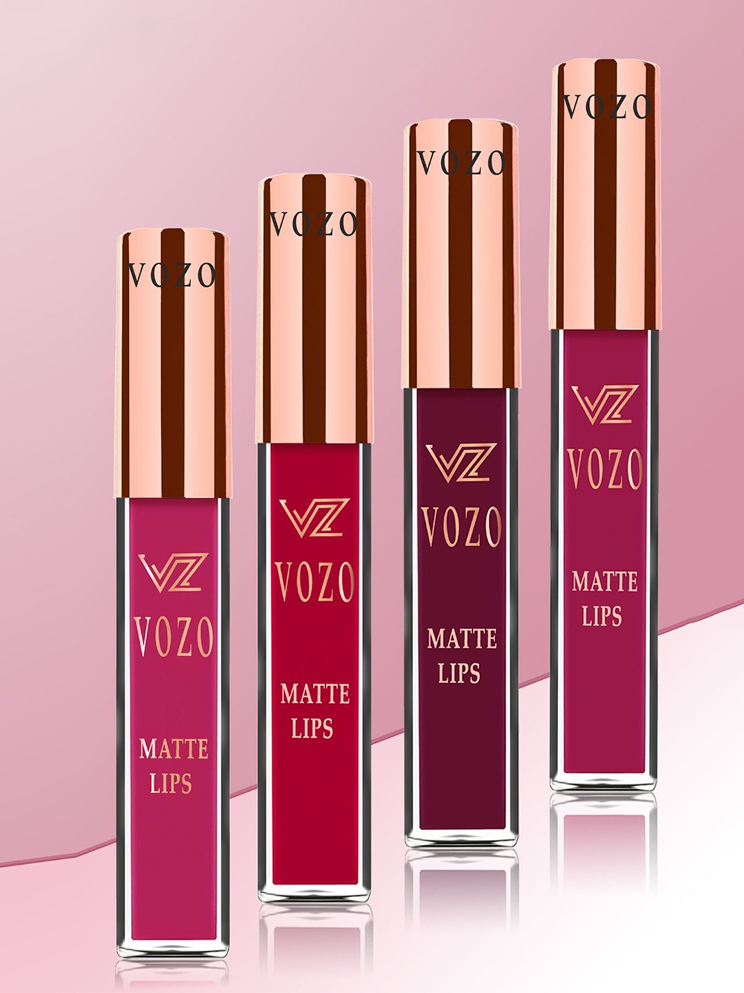 

VOZO Set Of 4 Stay-All-Day Matte Liquid Lipstick - 4 ml Each - 101-103-104-204, Red