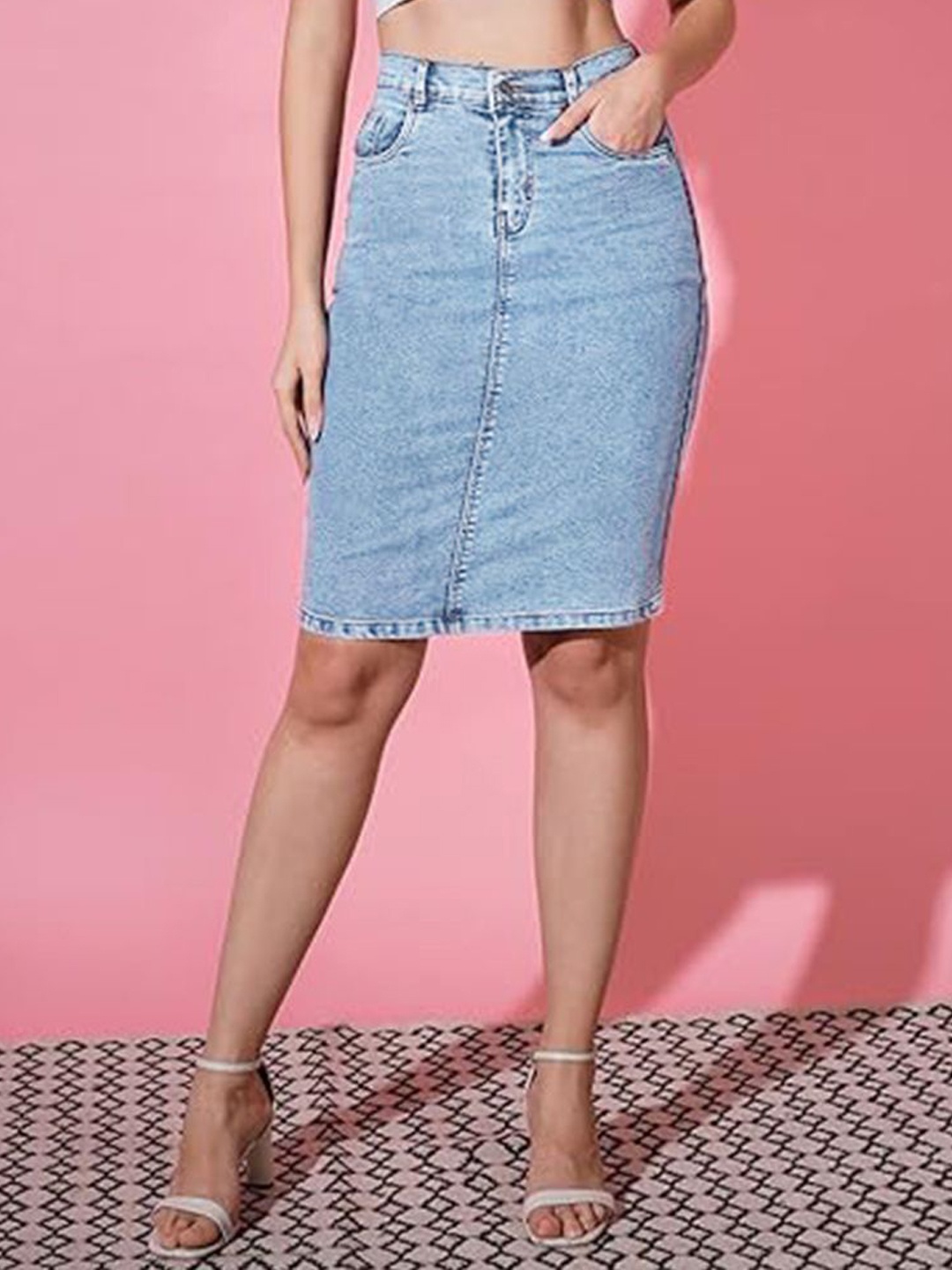 

Kotty Pencil Knee Length Skirt, Blue