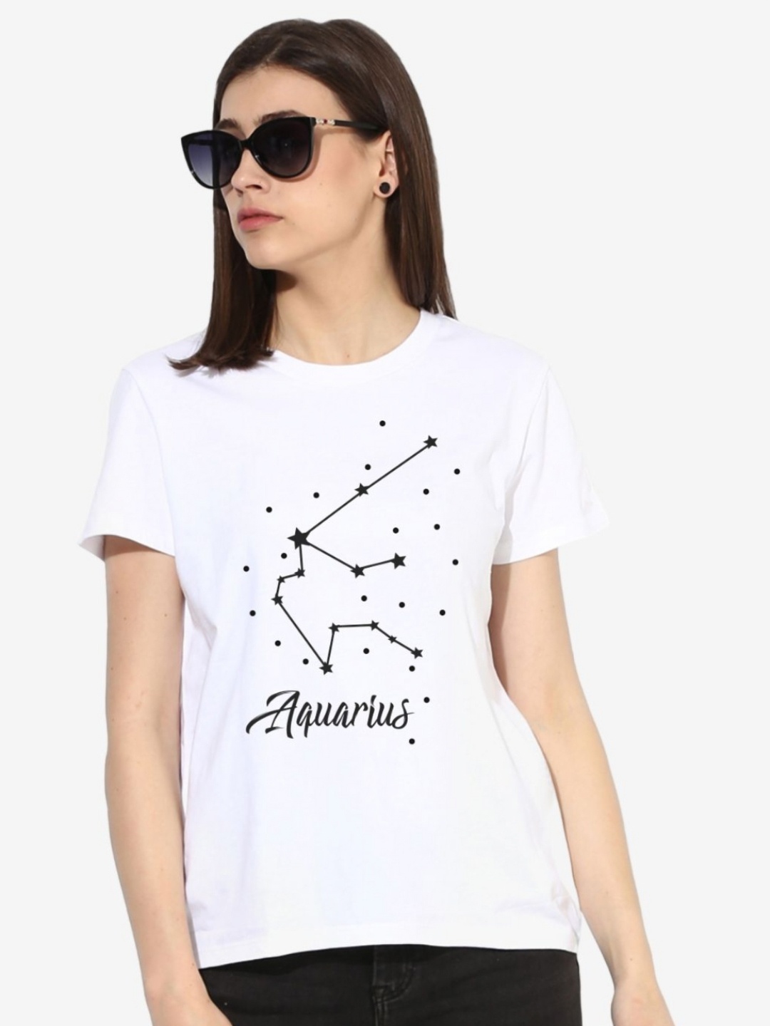 

First Row Women Typography Printed Round Neck Cotton T-shirt, White