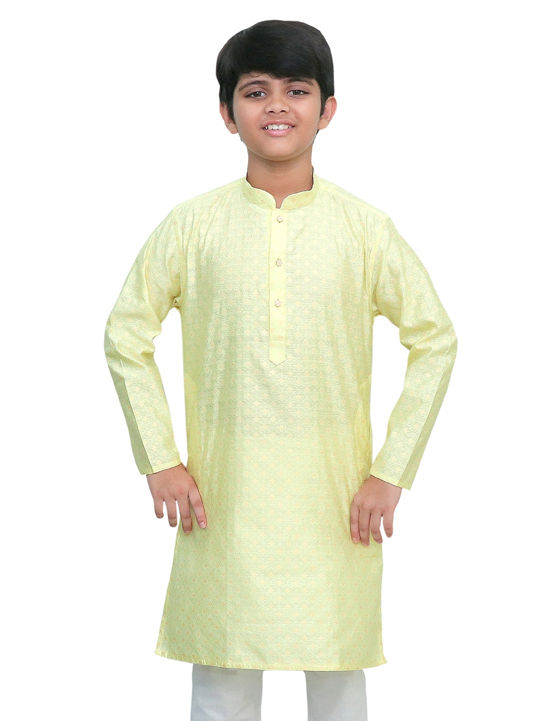 

BAESD Boys Thread Work Jacquard Kurta, Yellow